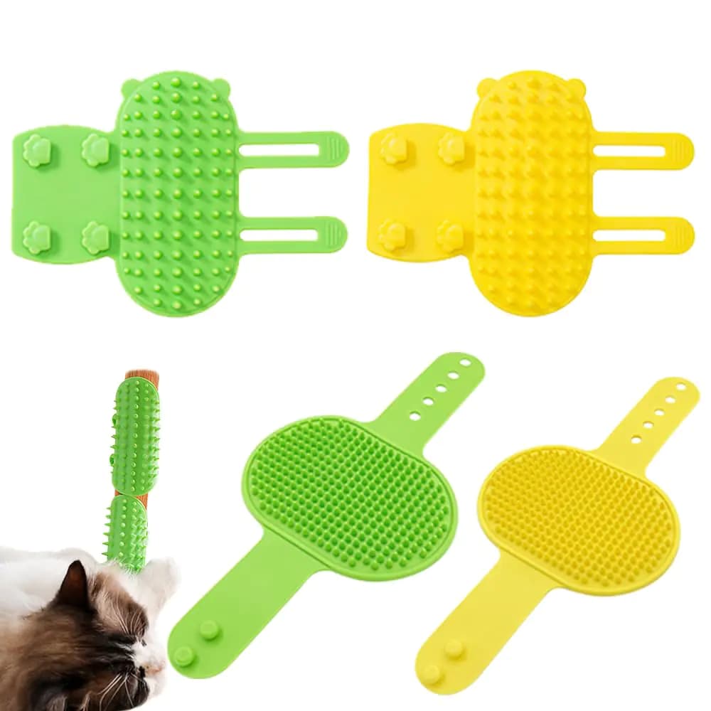 Cat Self-Groomer Silicone Brush Scratcher Set