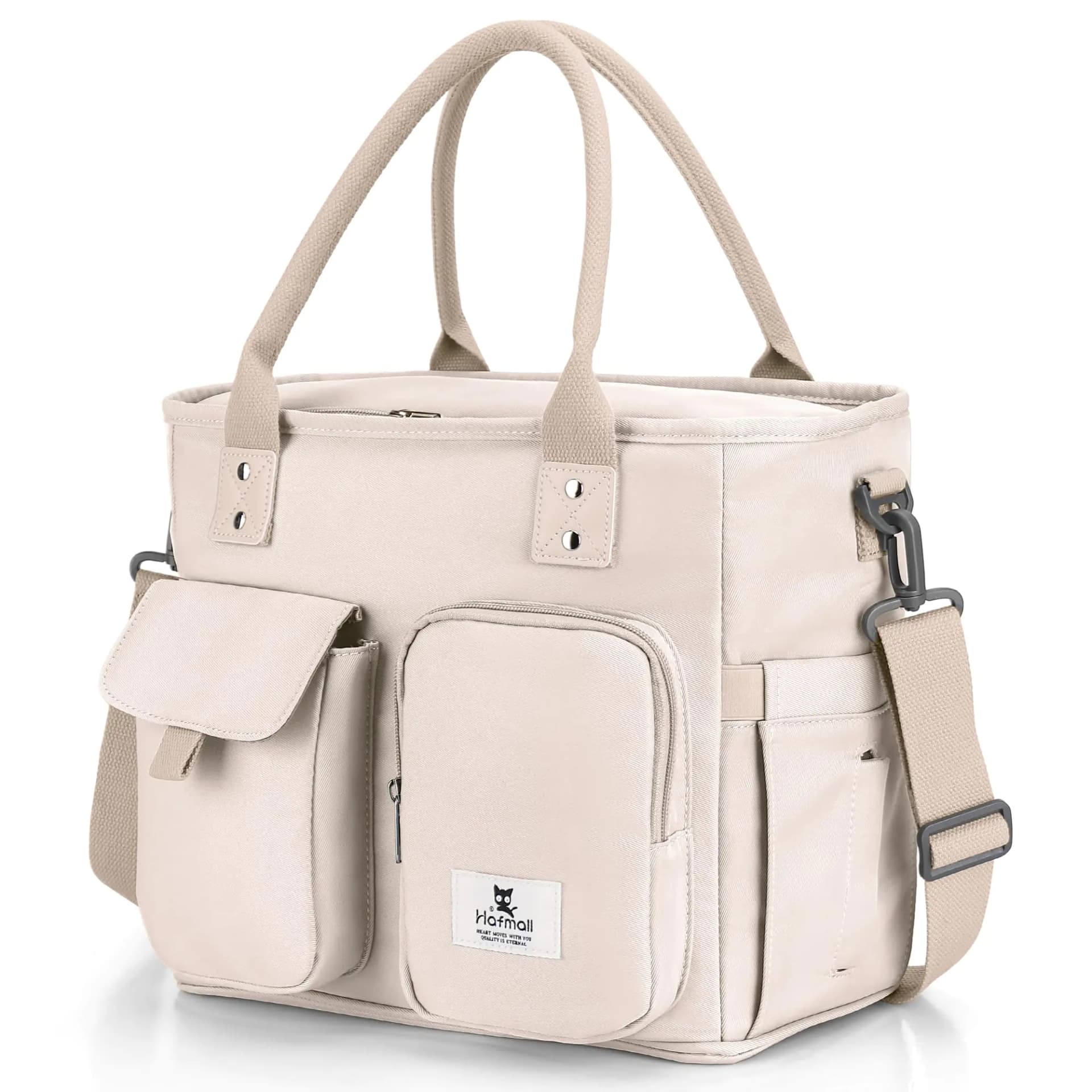 Insulated Lunch Bag with Shoulder Strap, Beige