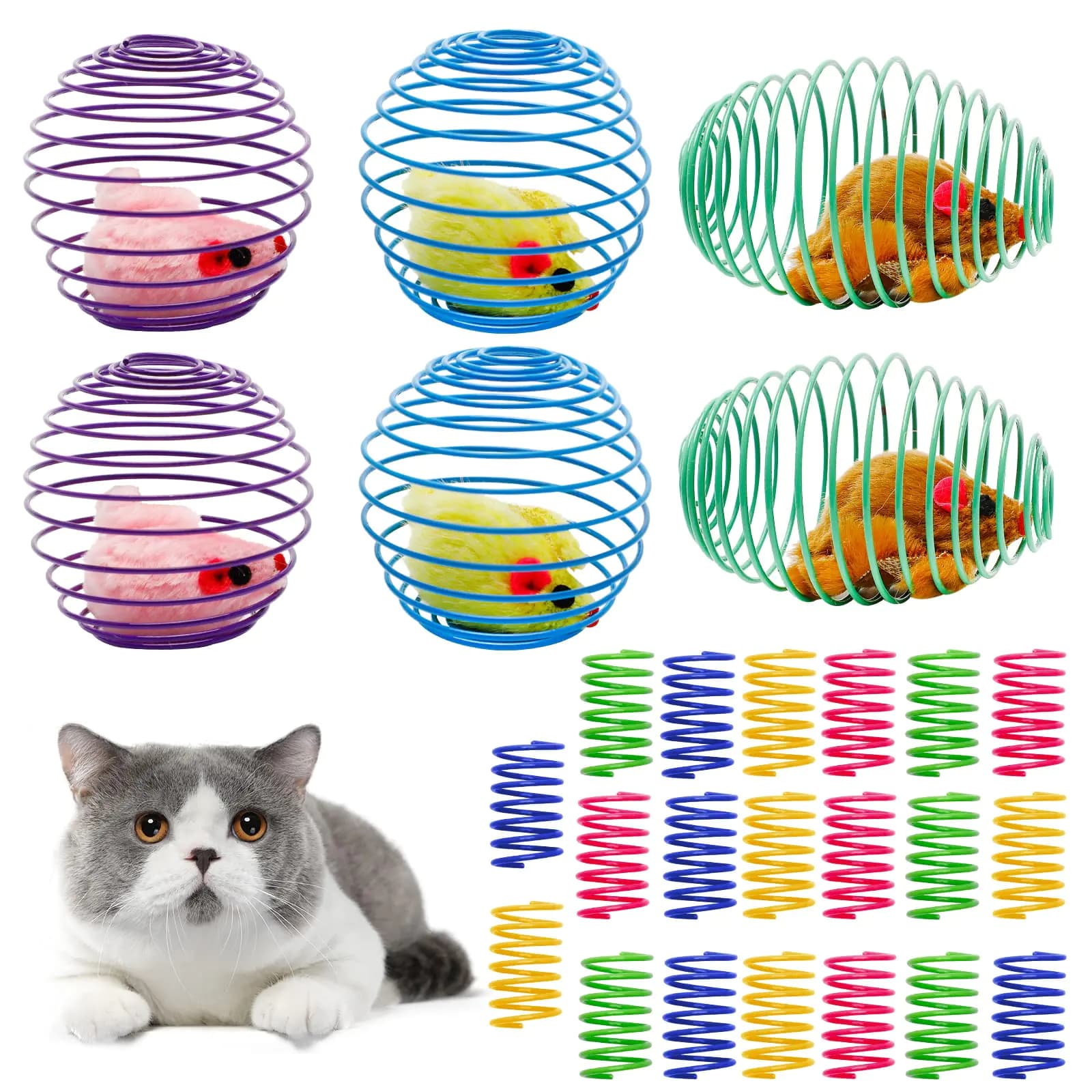 Cat Spring Balls Interactive Toy Set