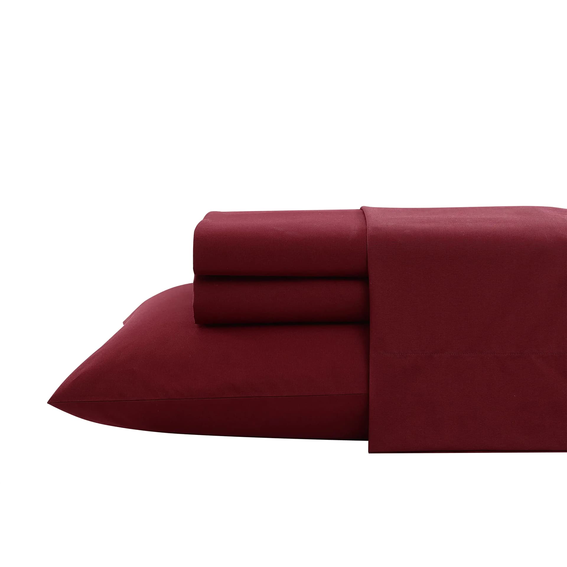 Nautica - Full Sheet Set Cotton Percale Bedding Set Crisp & Cool Lightweight & Breathable (Solid Dark Red Full)