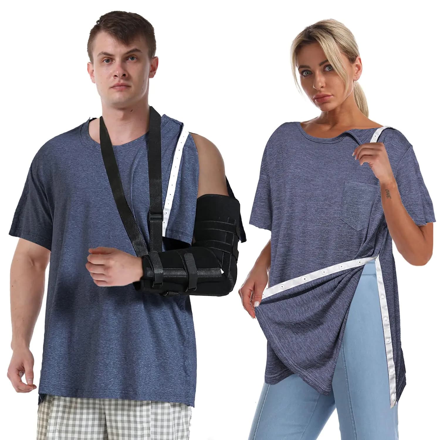 Adaptive Snap Tear-Away Shirt Navy Large
