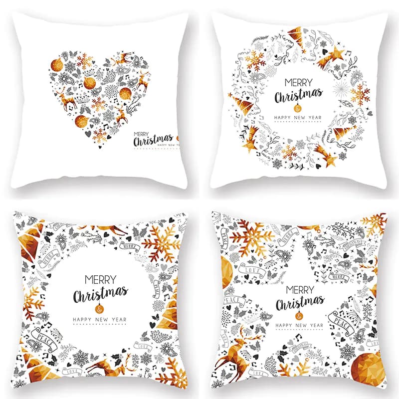 Golden Christmas Pillow Cover for Home Decor
