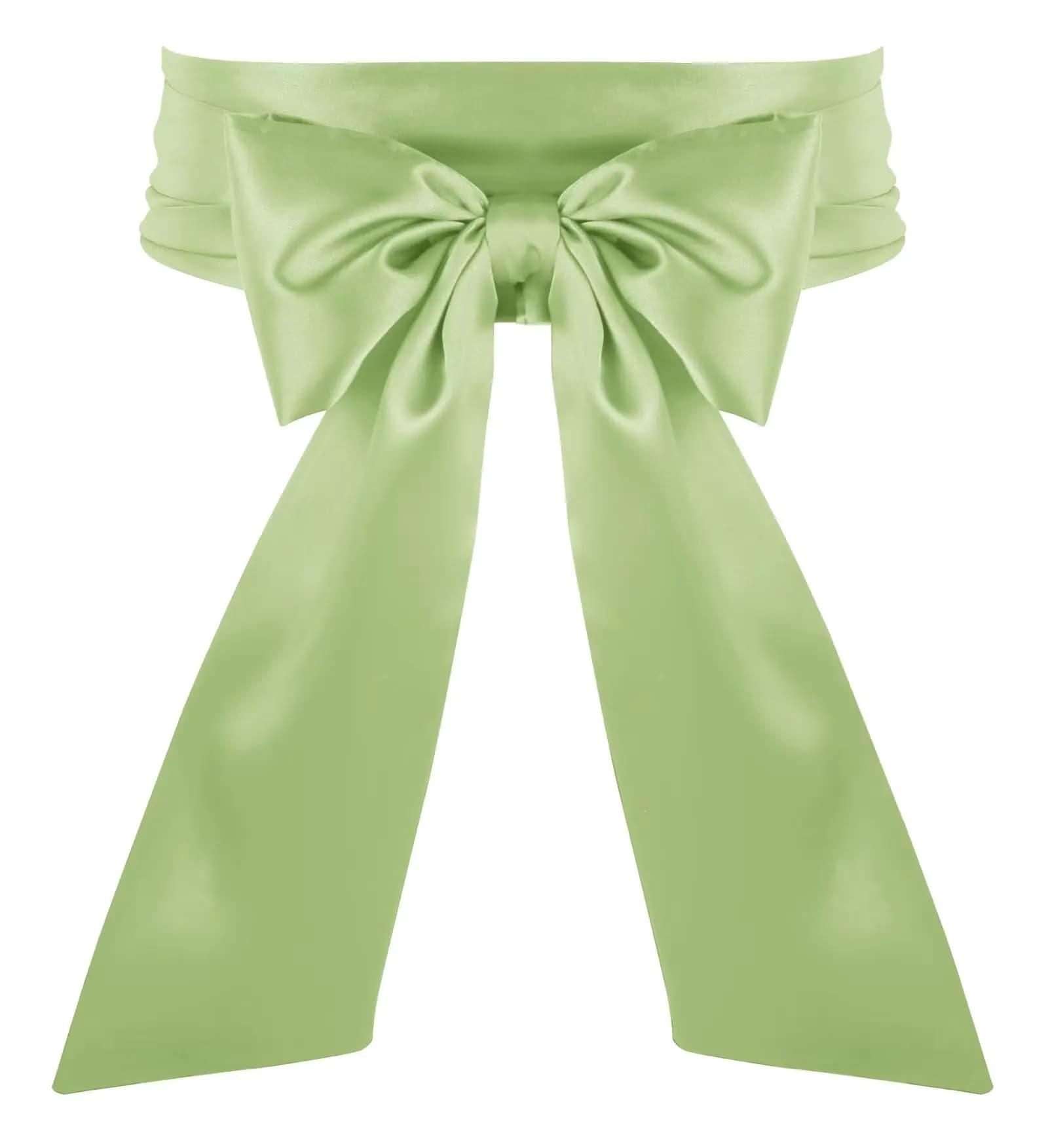 Women's Sage Satin Wedding Dress Sash Belt