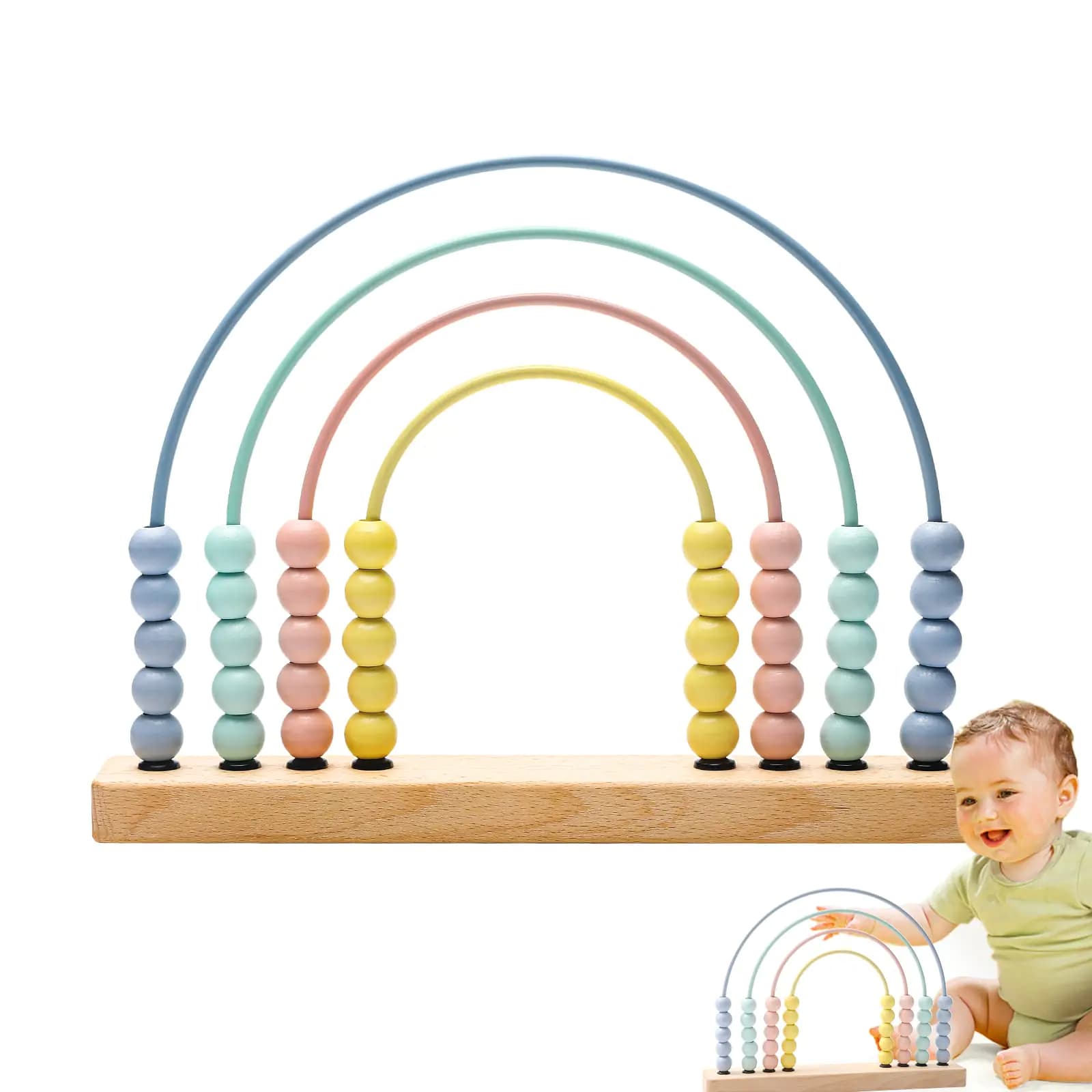 Wooden Rainbow Abacus Counting Toy