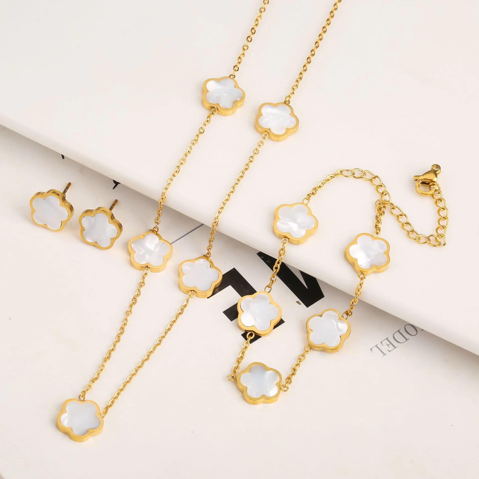 Stainless Steel Five-Petal Jewelry Set