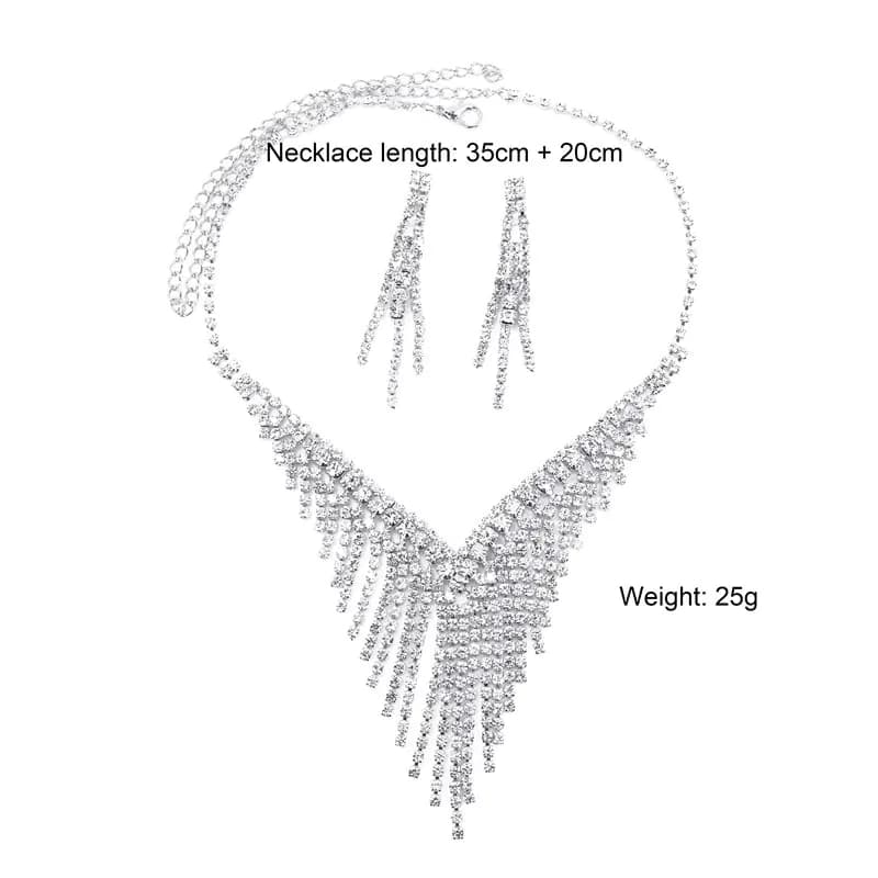 Luxury Crystal Tassel Jewelry Set for Weddings