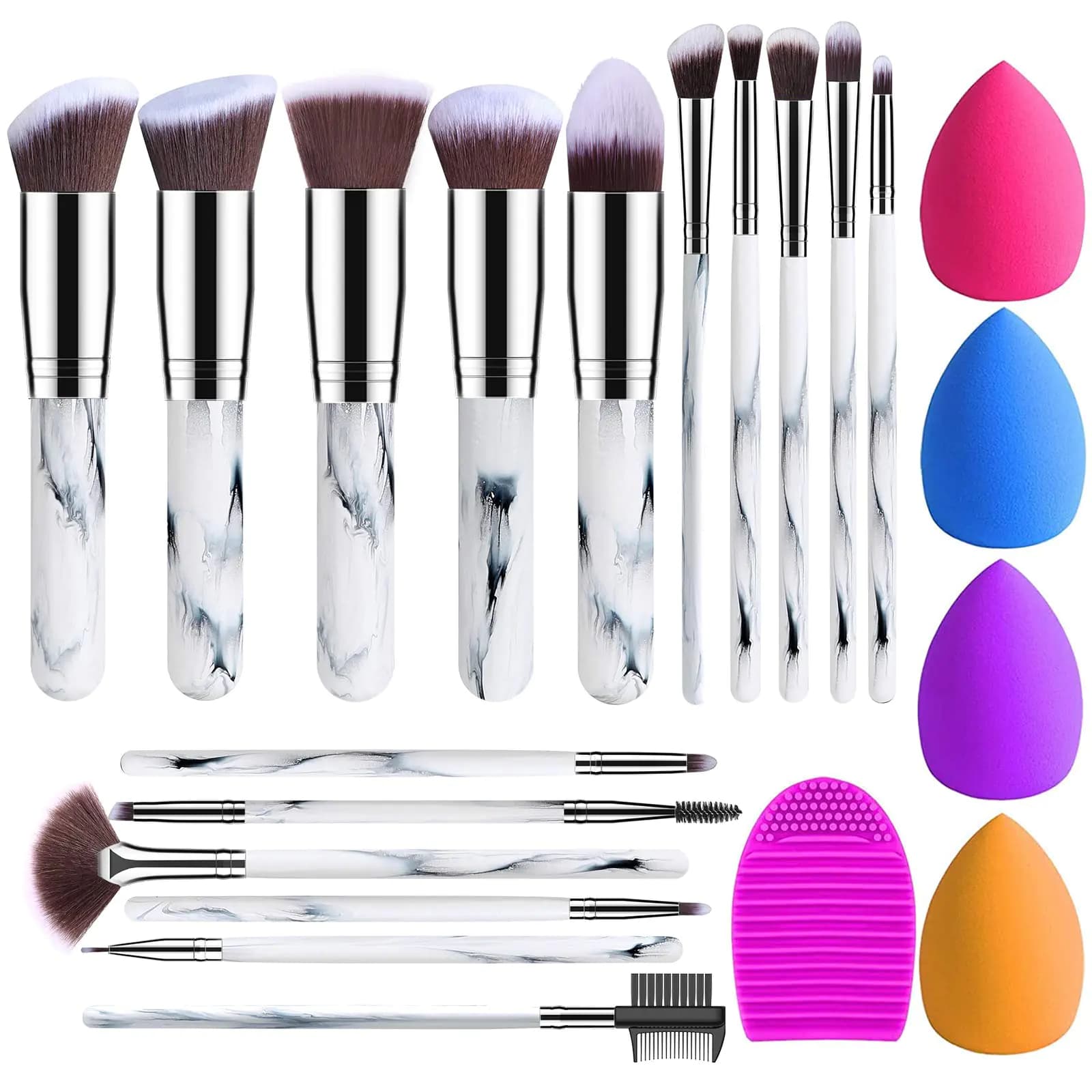 16-Piece Makeup Brush Set With Blender Sponges