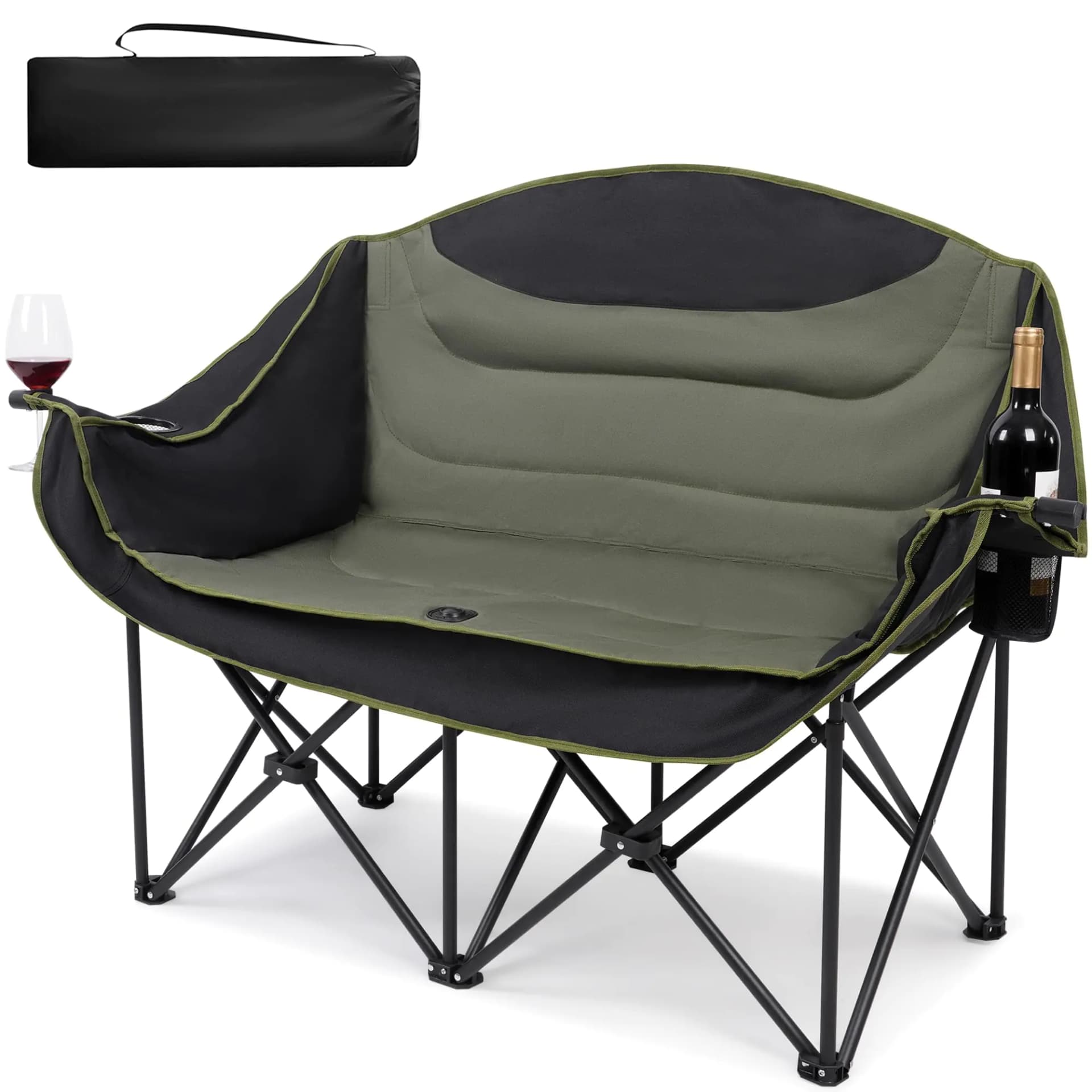 Double Camping Chair, Army Green, 650 lb