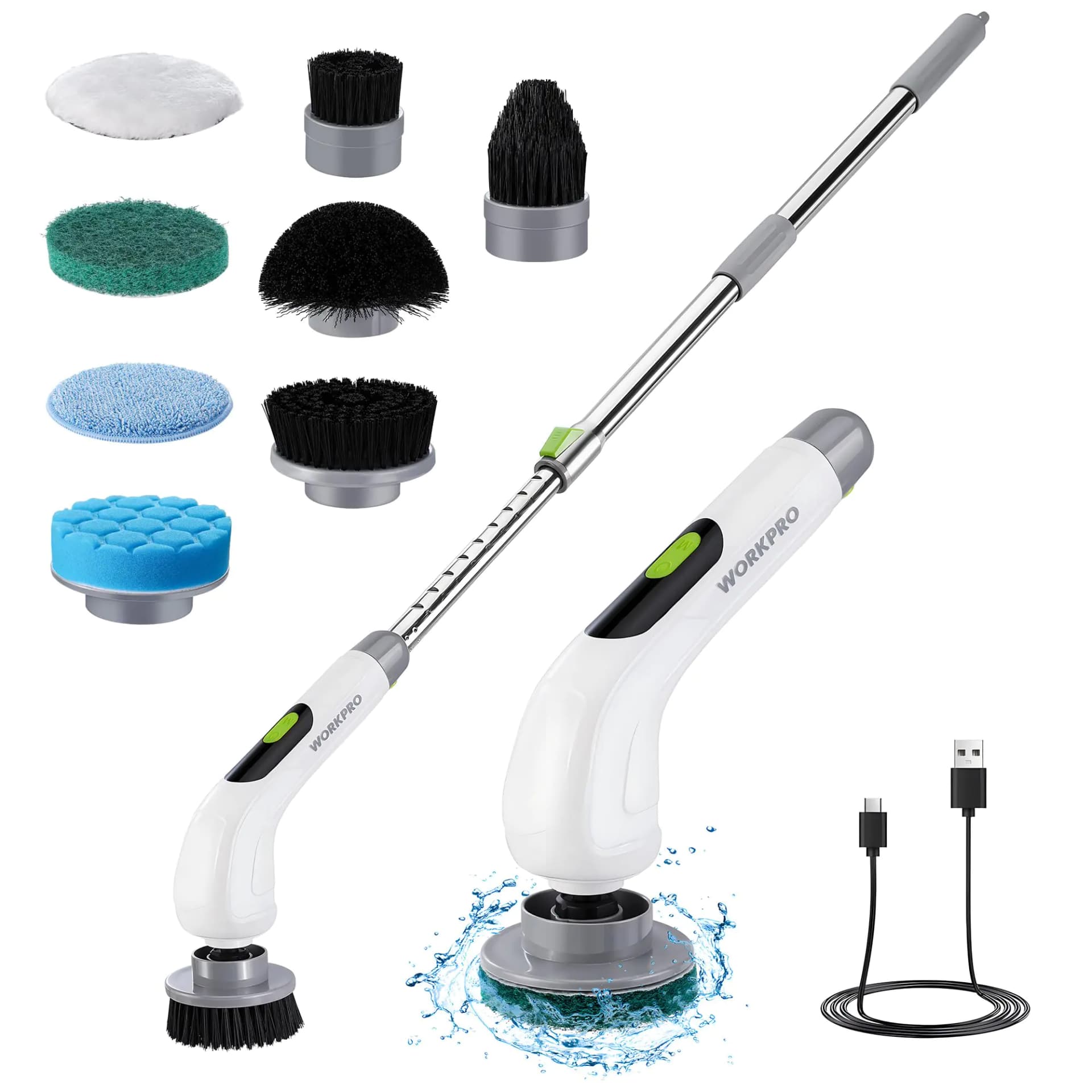 Electric Spin Scrubber With Adjustable Handle