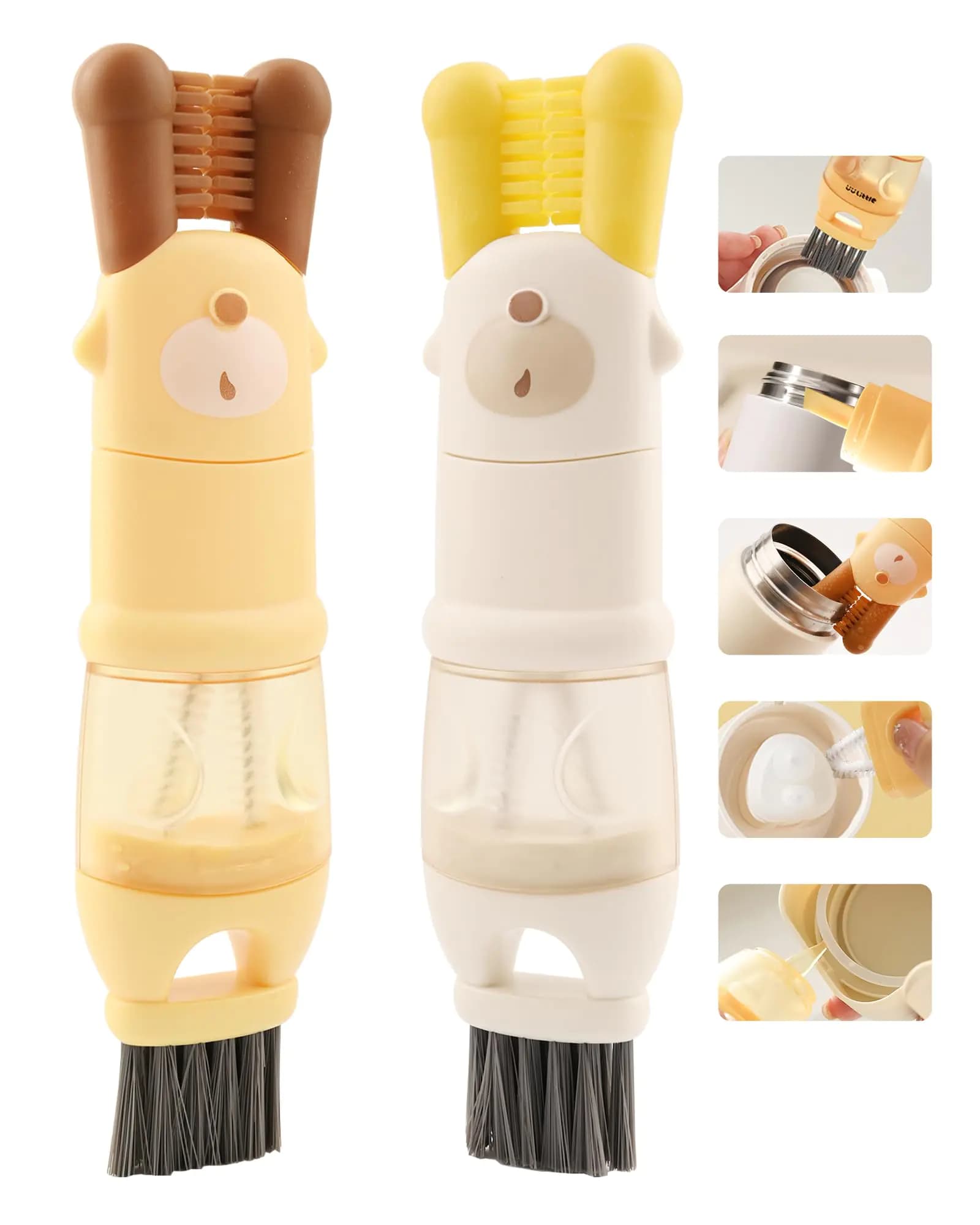 Multifunctional Bottle Cleaning Brush Set, 2 Pieces