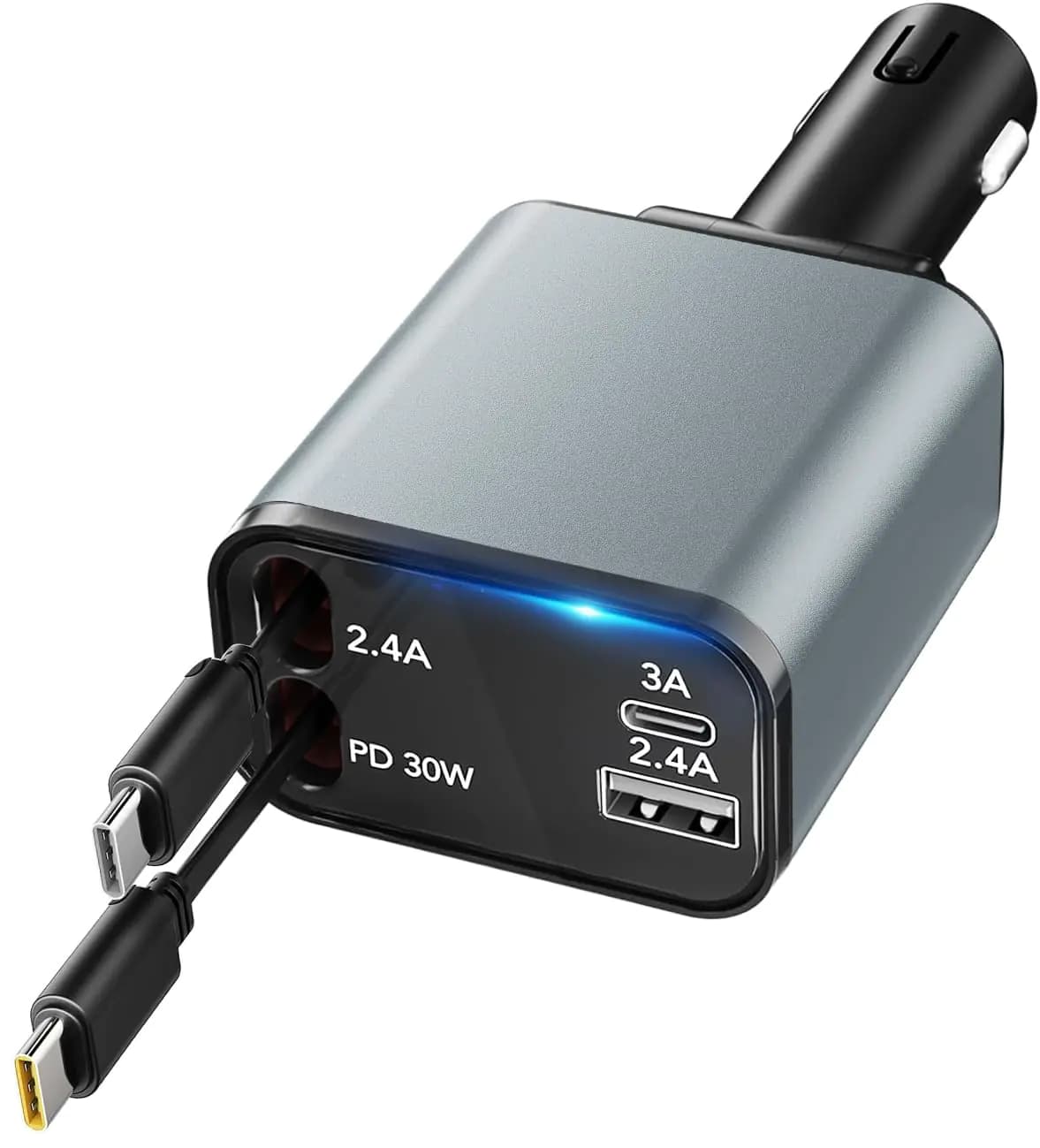 Retractable 4-in-1 Dual USB-C Car Charger