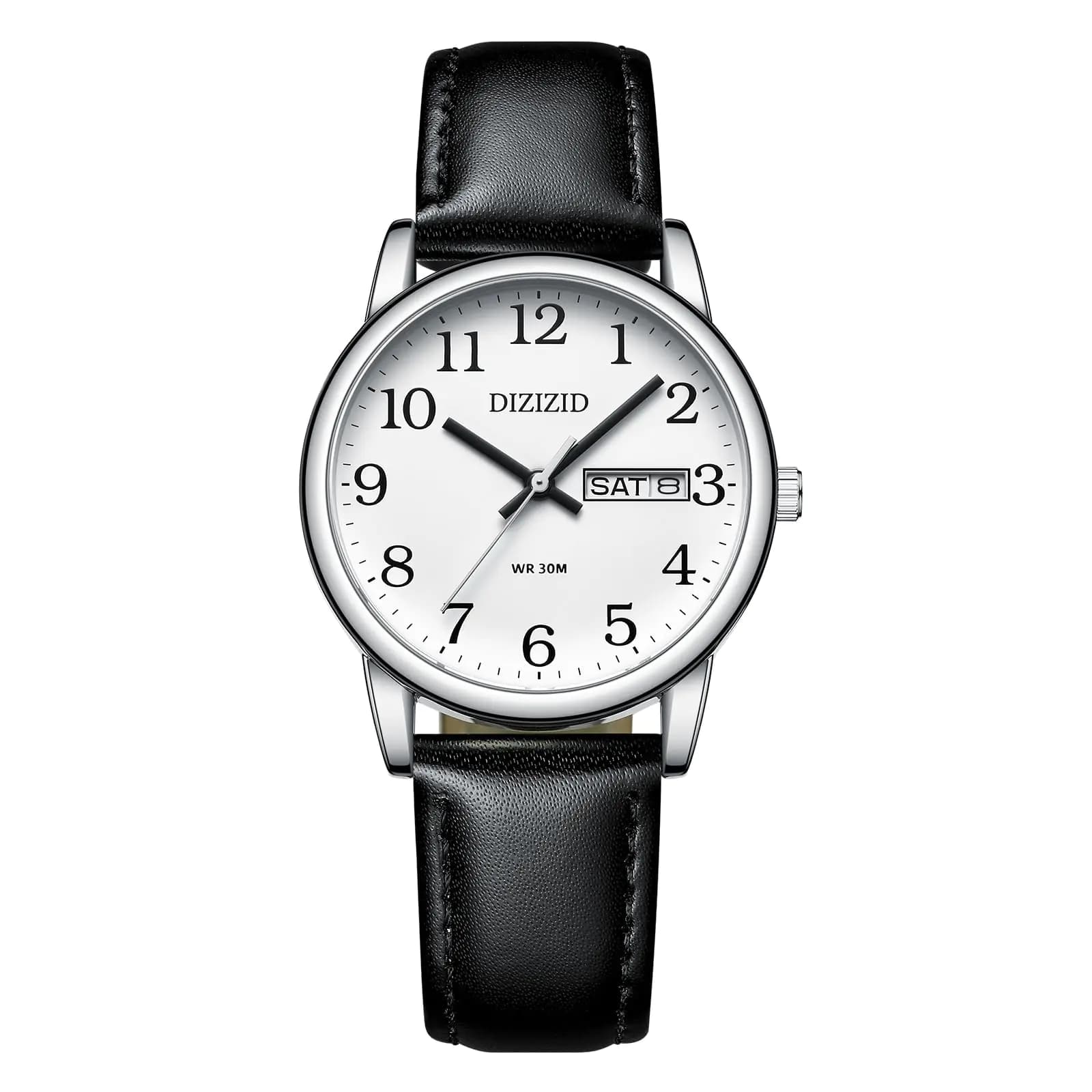 Men's Minimalist Analog Watch Black Leather Band