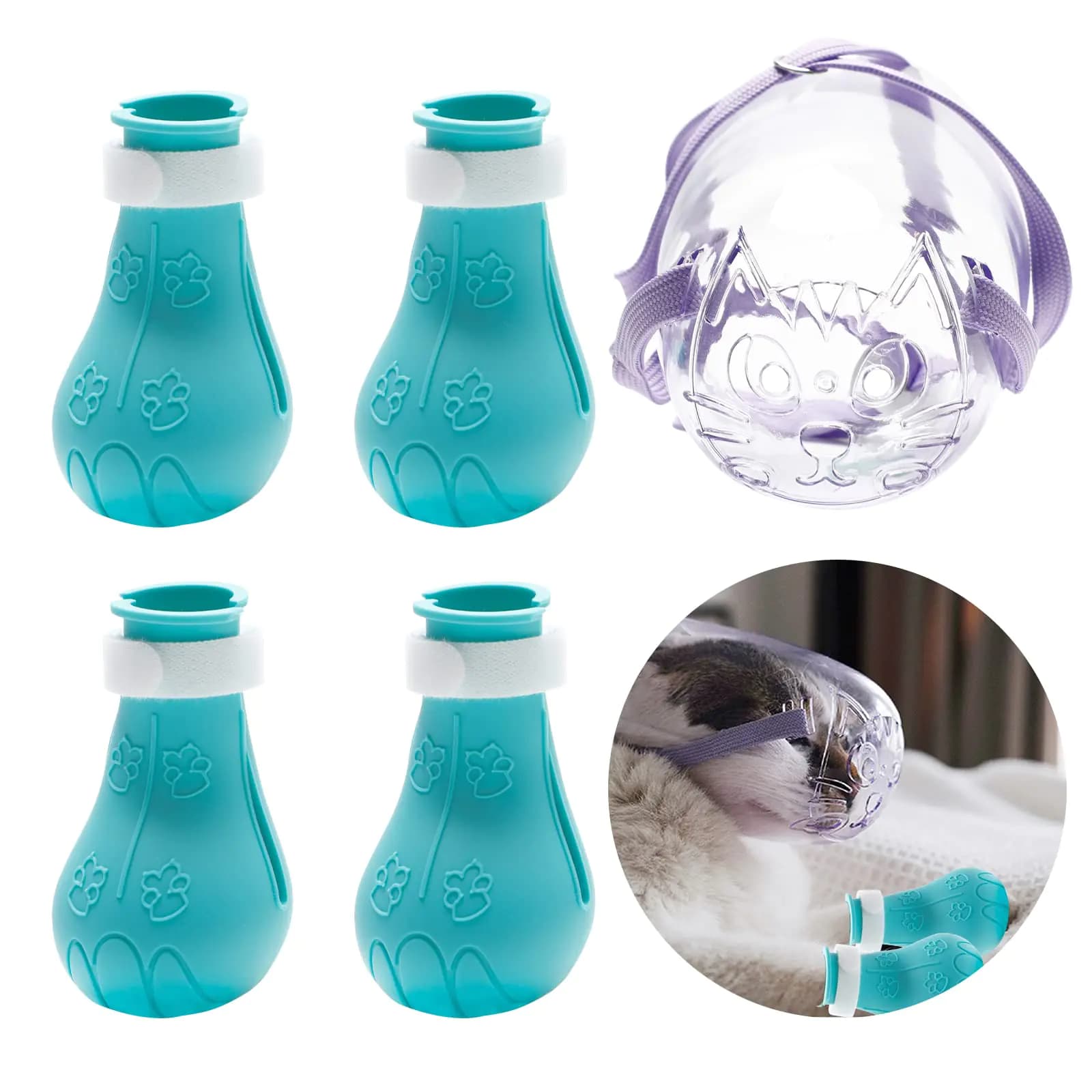 Cat Grooming Muzzle and Boots Set