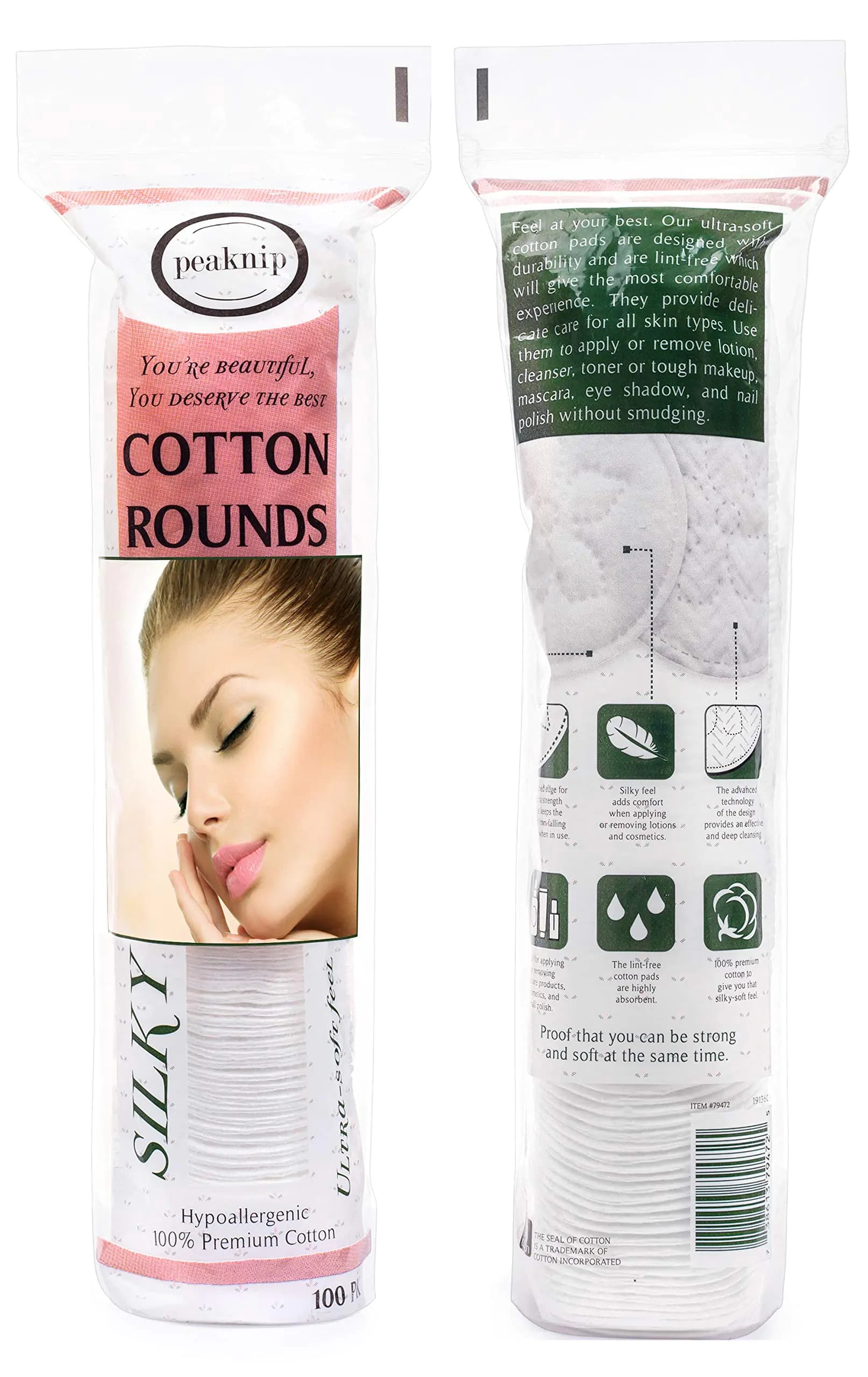 Premium 100% Cotton Rounds (100 Count) - Soft and Gentle Makeup Remover and Cleansing Pads for Face Nail and Personal Care - Absorbent Textured Lint-Free and Hypoallergenic