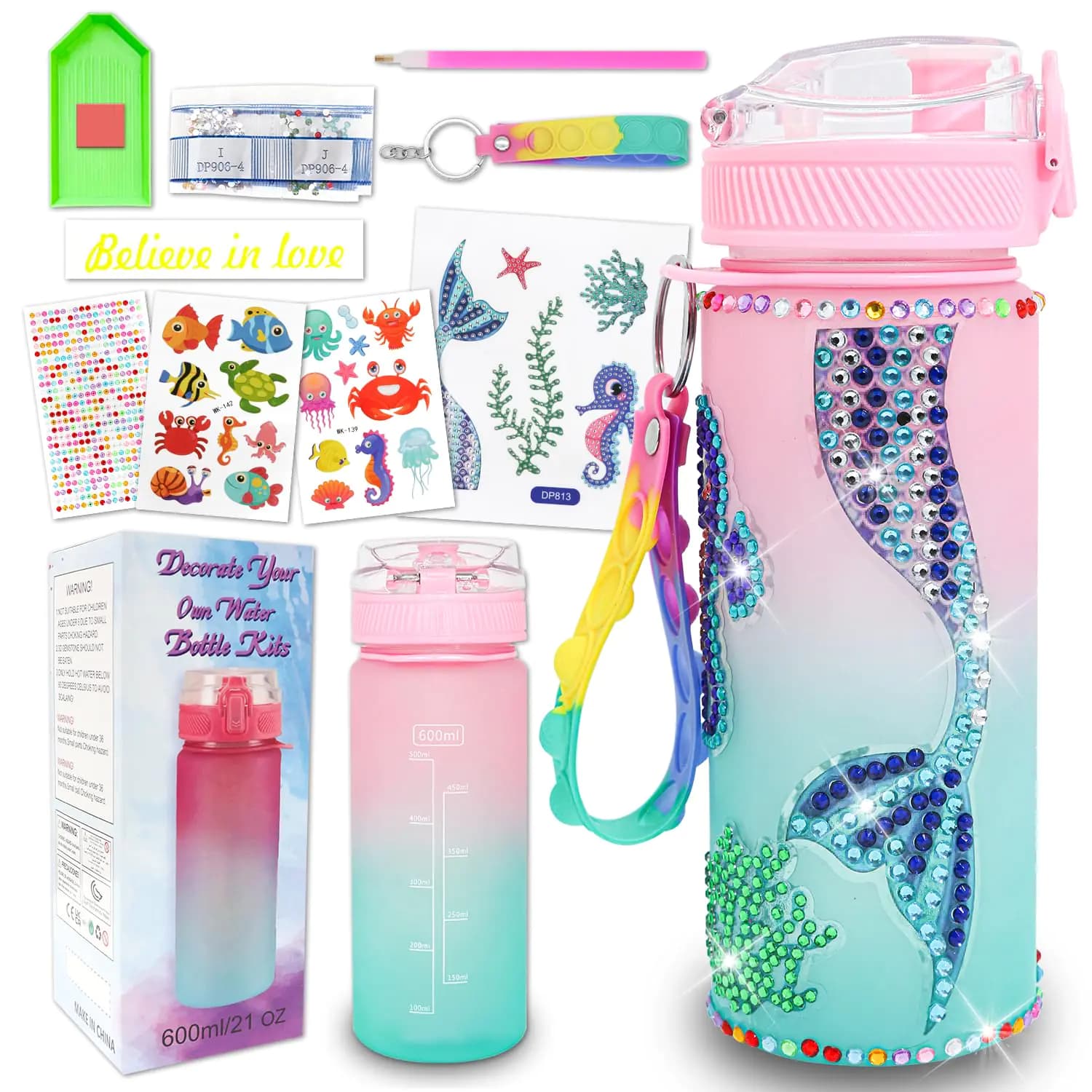 Unicorn Diamond Water Bottle Craft Kit Girls