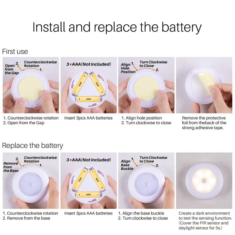 3pcs Battery Operated Motion Sensor LED Lights