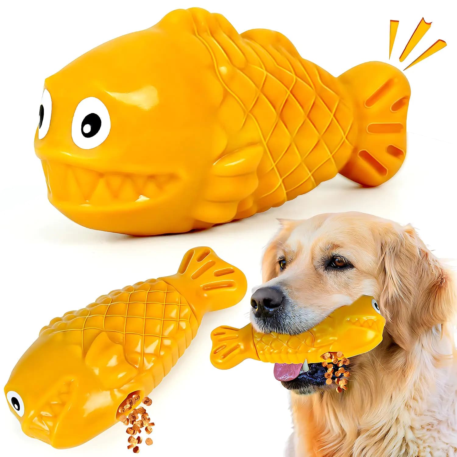 Squeaky Dog Toys for Aggressive Chewers Yellow