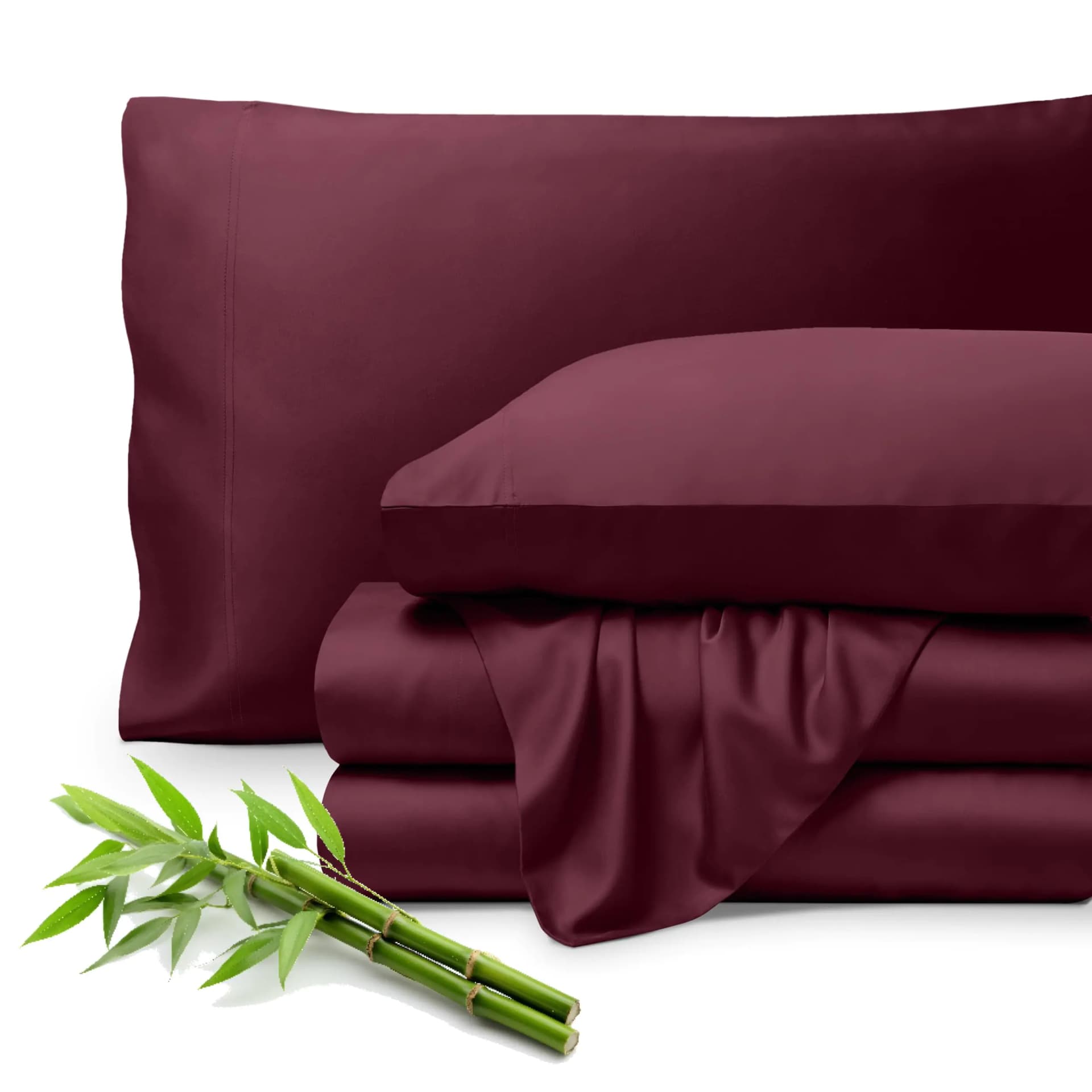 Bare Home 100% Rayon Made from Bamboo King Sheet Set - 4 Piece Bedding Set - Deep Pockets - Breathable - Easy Fit - Bedding Sheets & Pillowcases (King Burgundy)