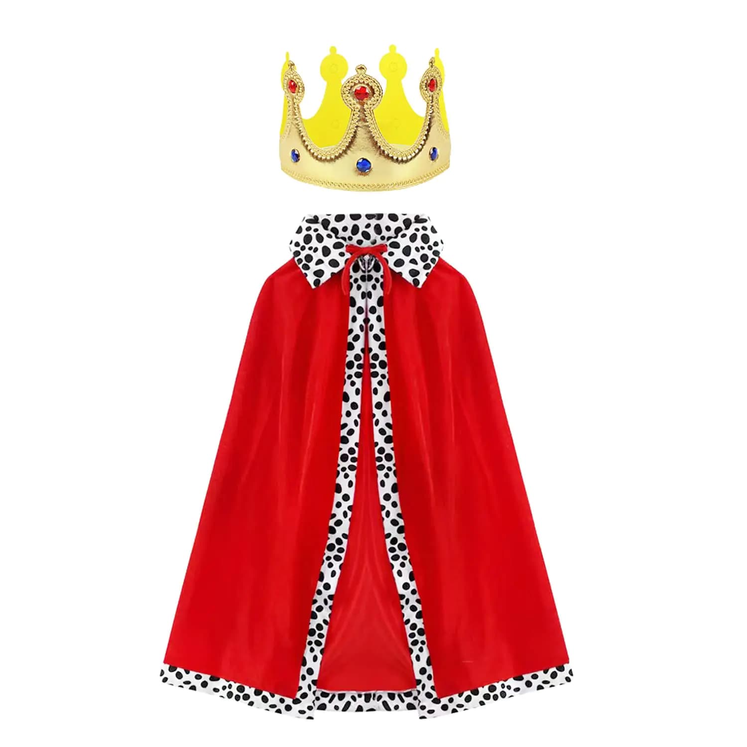 Simple polymer King Robe Halloween Costume Medieval Prince King Costume Cape(Cape&Crown) Red