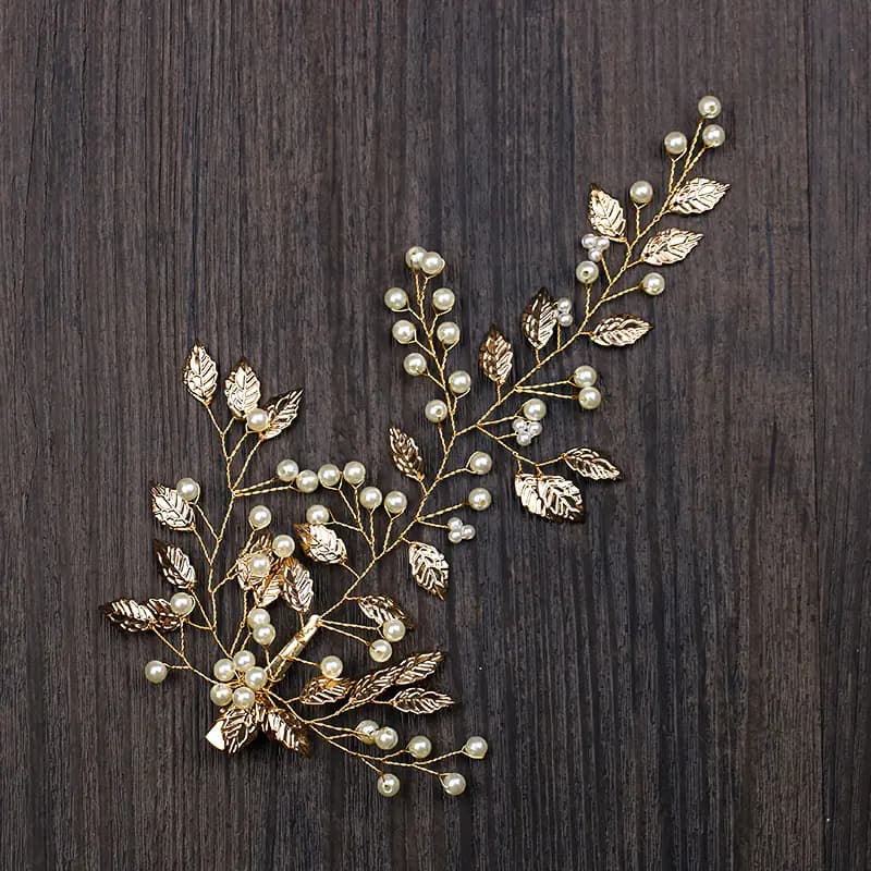 Golden Leaf Hairpin Bridal Headdress Hair Accessories