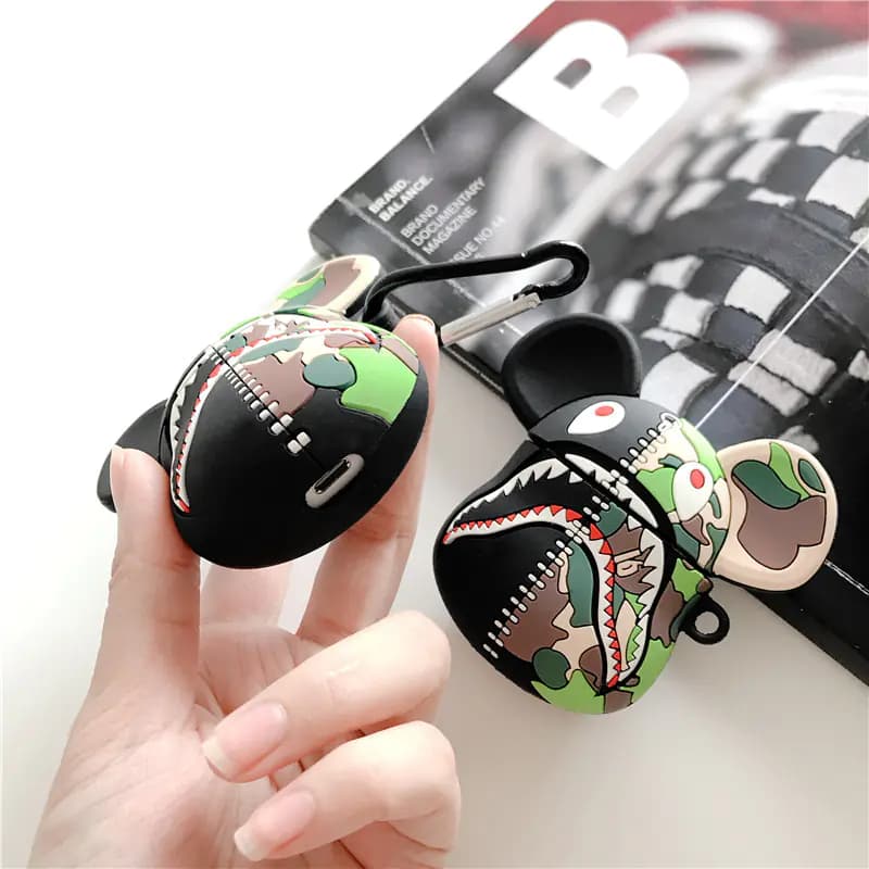 Camouflage Shark AirPods Case for Apple Wireless Earbuds