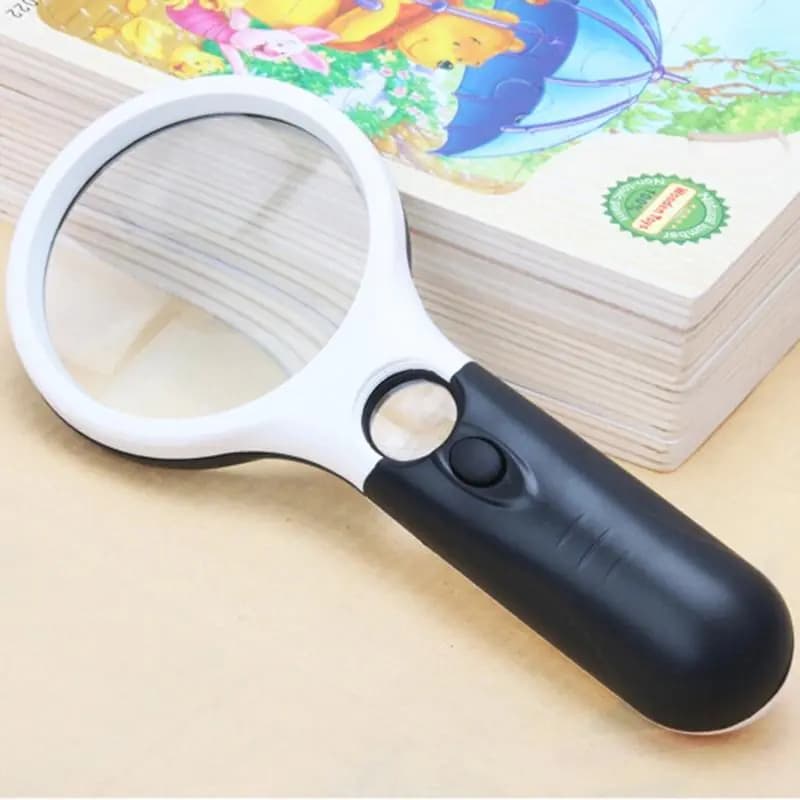 Handheld Magnifying Glass with 3 LED Lights for Reading