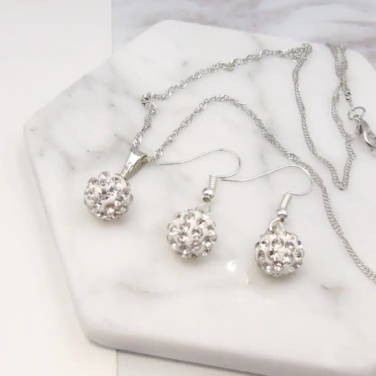 Crystal Earrings and Necklace Jewelry Set
