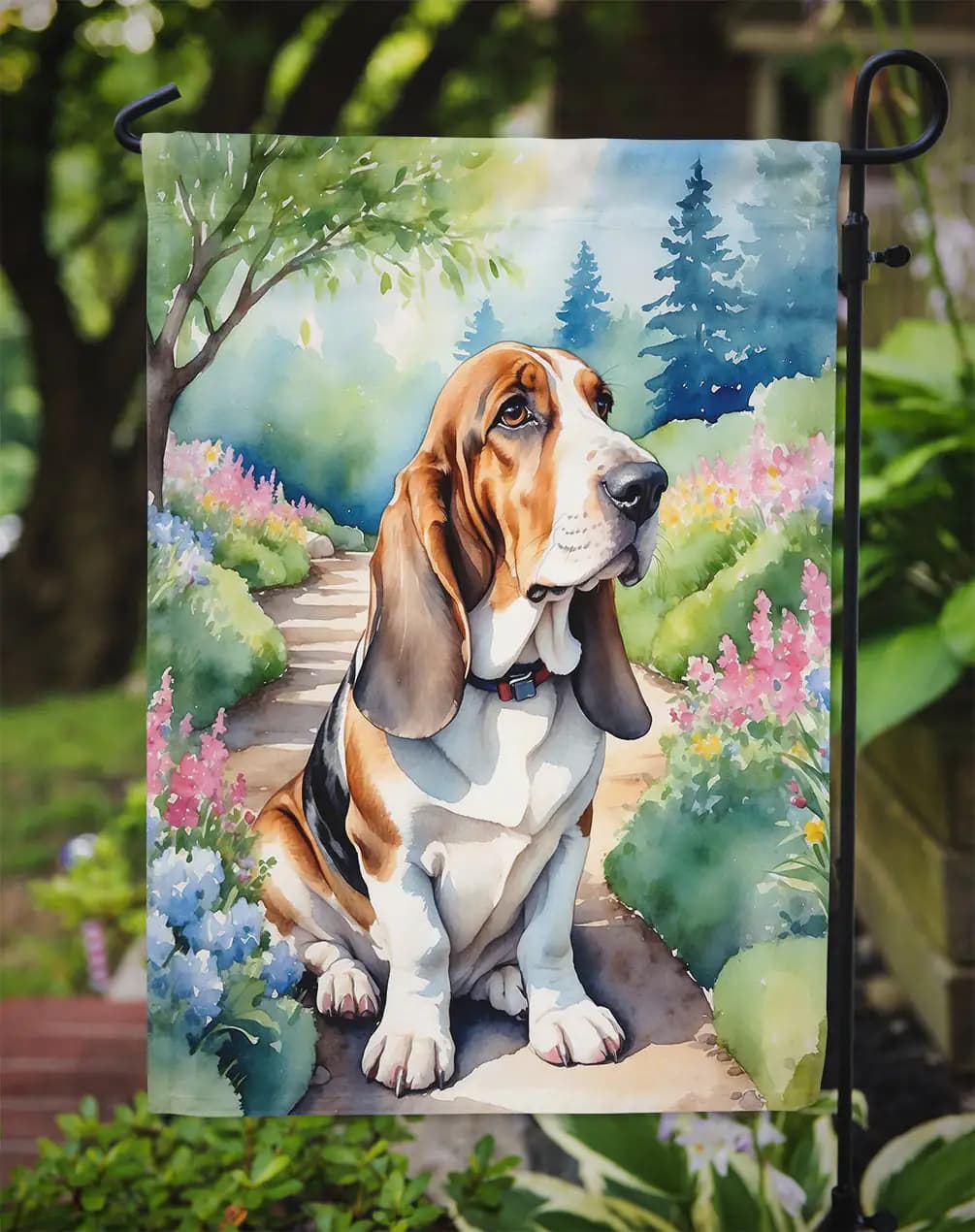 Basset Hound Spring Garden Flag