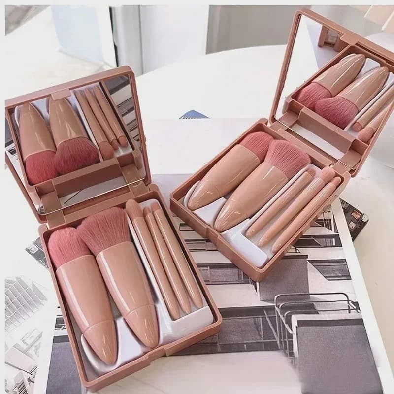 Makeup Brush Set with Mirror and Portable Box
