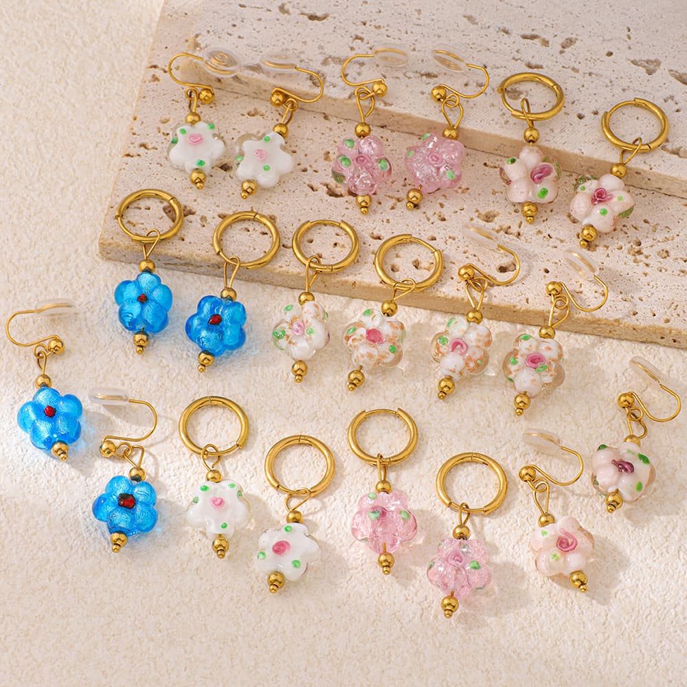 Flower-Shaped Gold Plated Stainless Steel Ear Clips