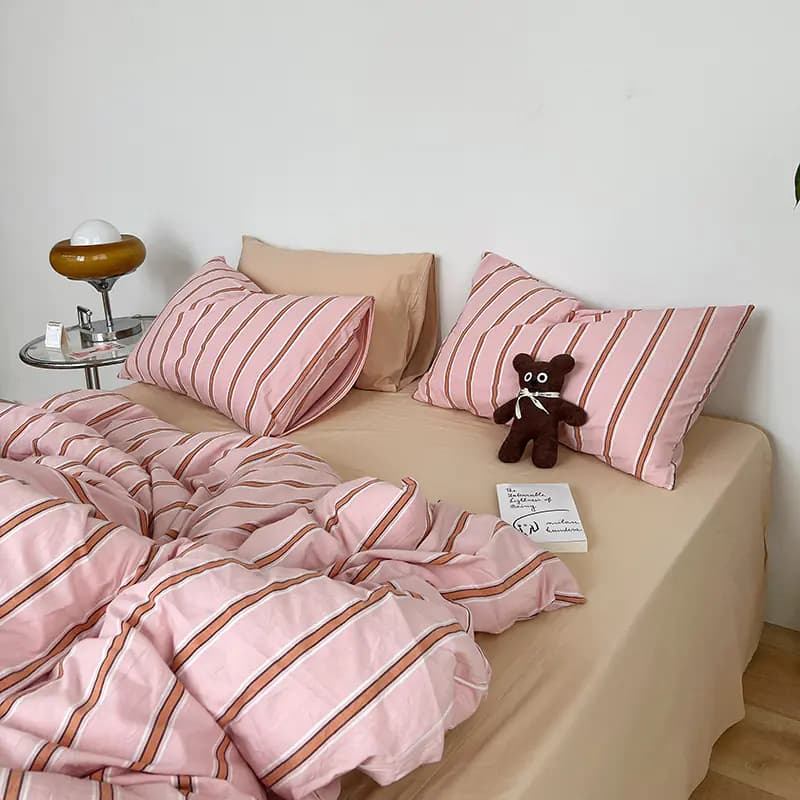 Korean Blogger Inspired Vintage Striped Cotton Bedding Set