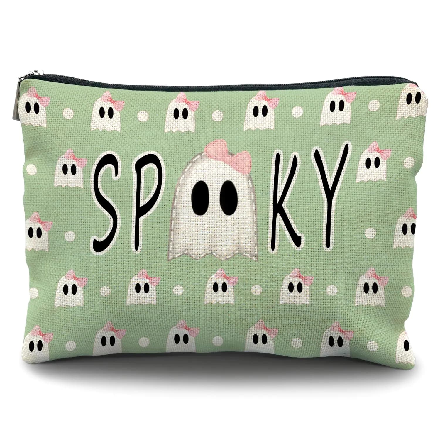 green bow halloween makeup bagpink bow spooky makeup baghalloween bags for women halloween cosmetic bag pink halloween gifts for women,halloween gifts spooky gifts halloween gifts for women