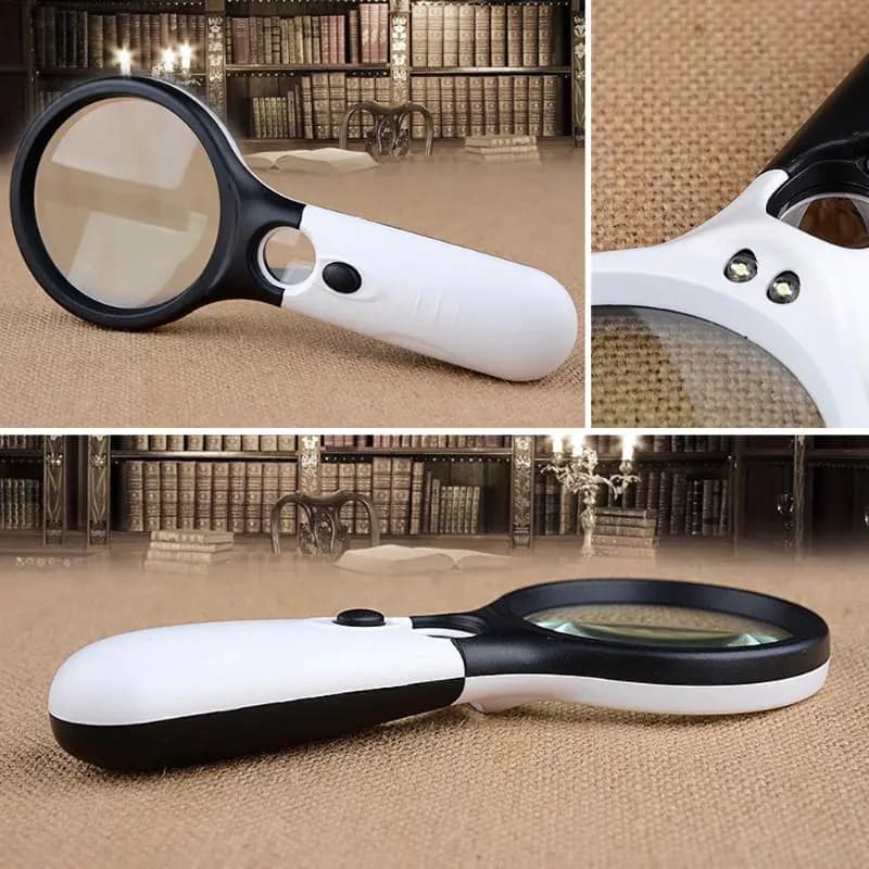 Handheld Magnifying Glass with 3 LED Lights for Reading