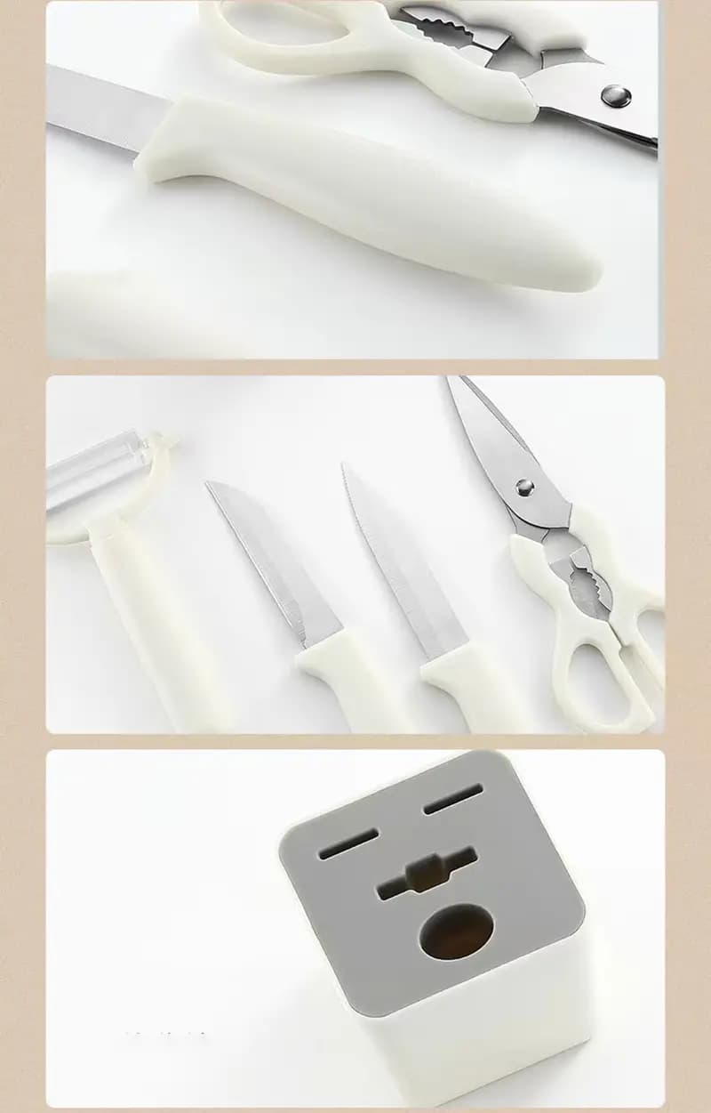 6pcs Kitchen Gadgets Fruit Peeling Knife Set with Rack