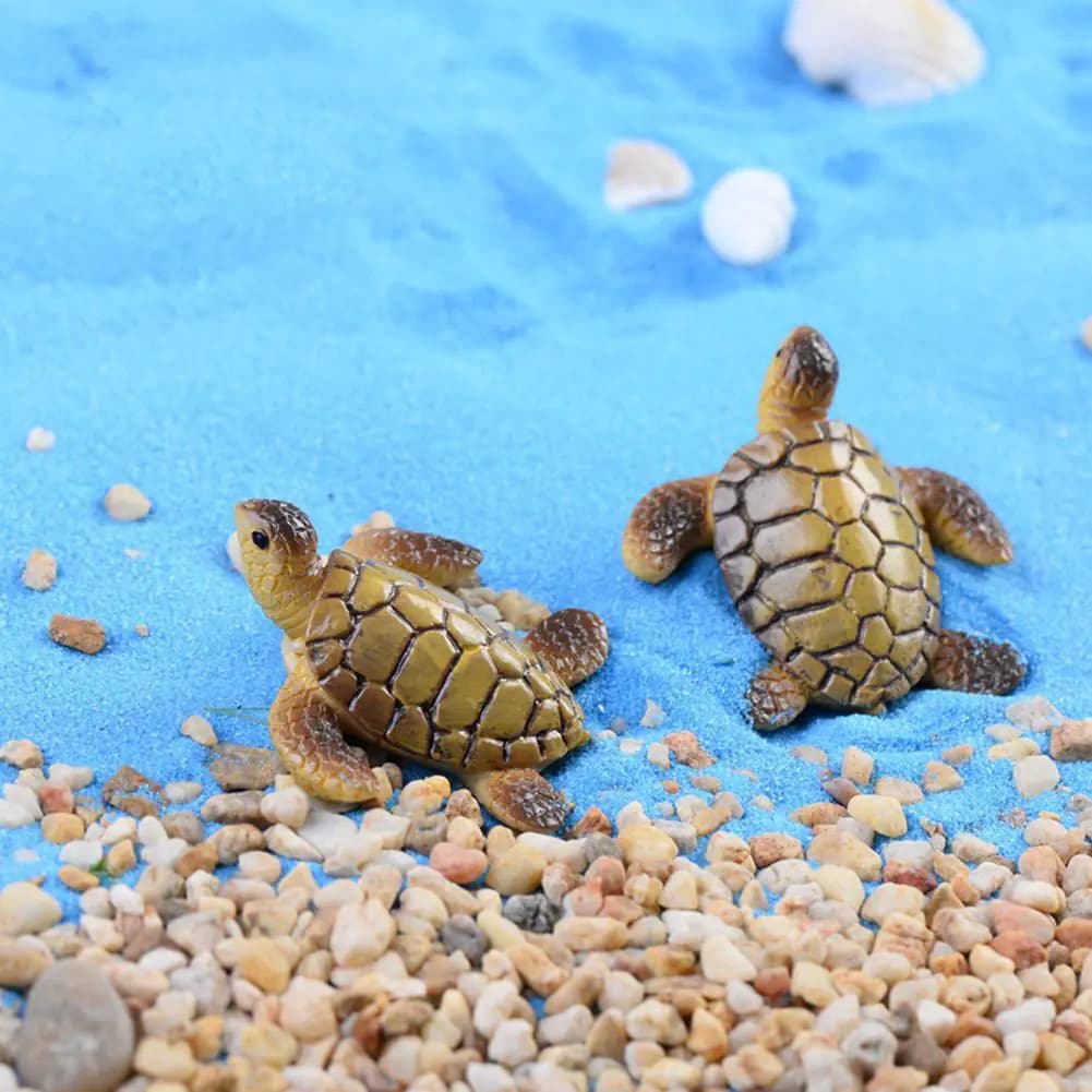 2pcs Mini Sea Turtle Resin Ornaments for Aquariums