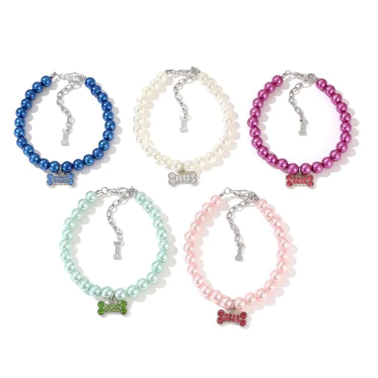 Pearl Cat Necklace Ornament for Pet Supplies