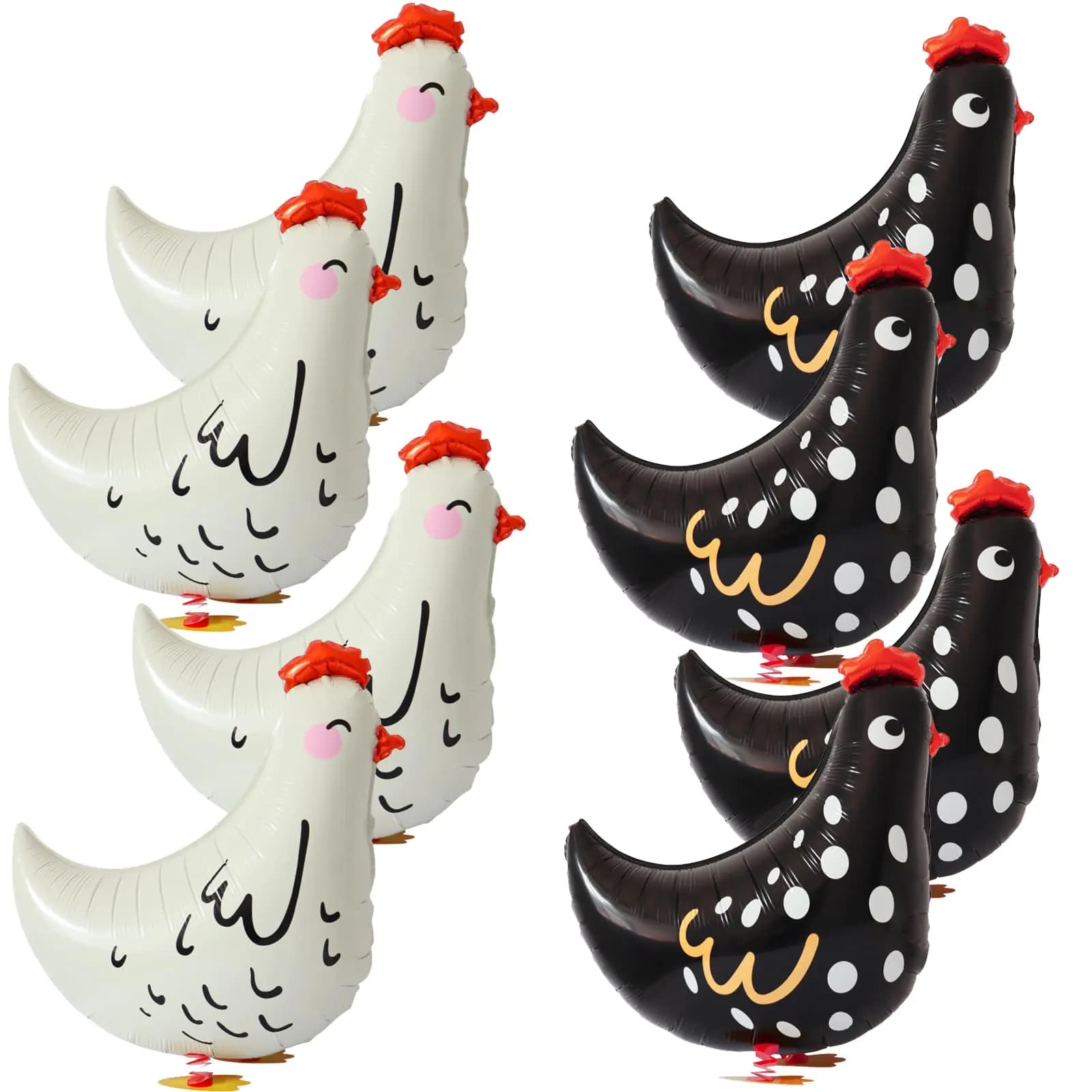 8pcs walking chicken animal balloonswhite and black chicken walking balloons animals birthday party decorations supplies