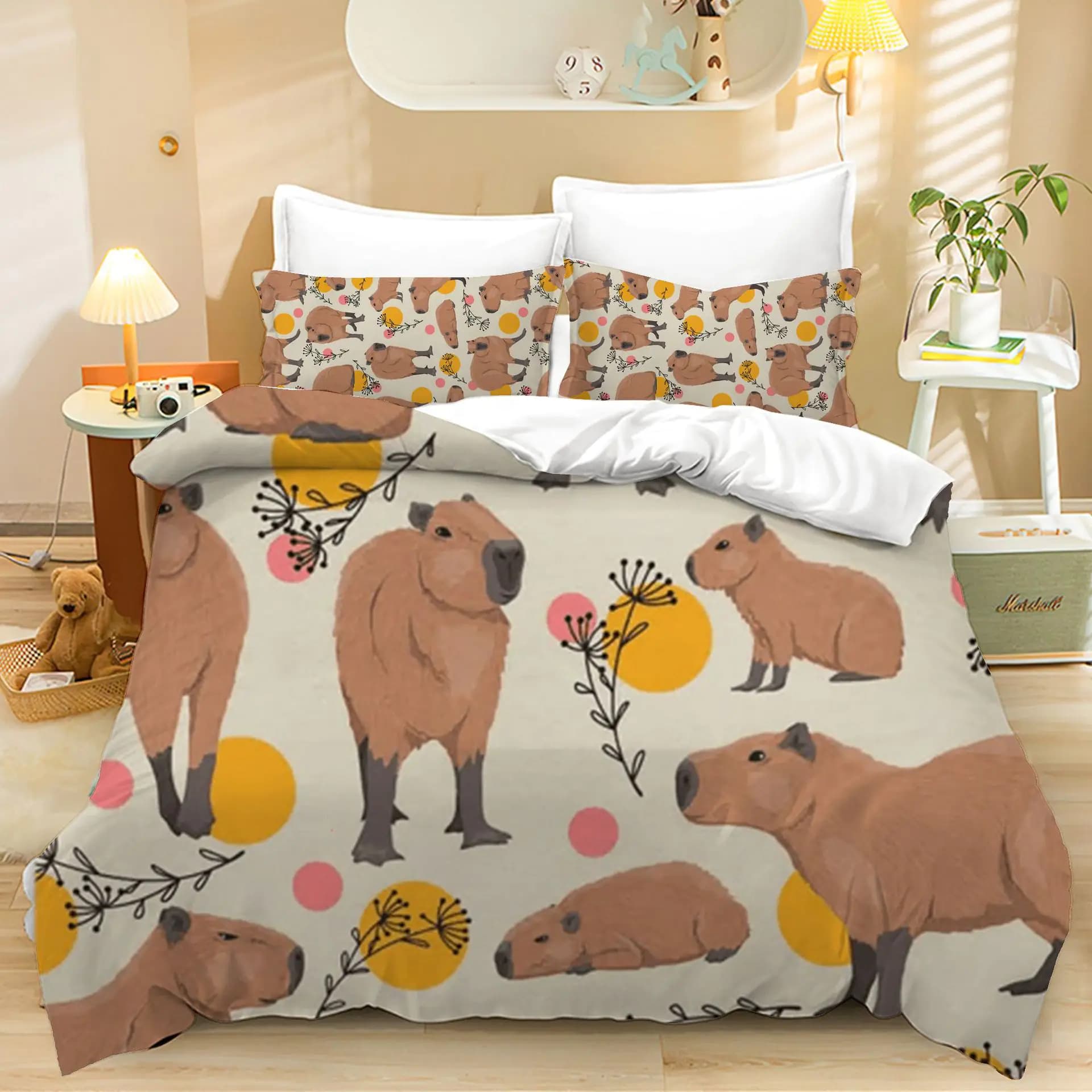 Animal Cartoon Digital Print Bedding Set for Two