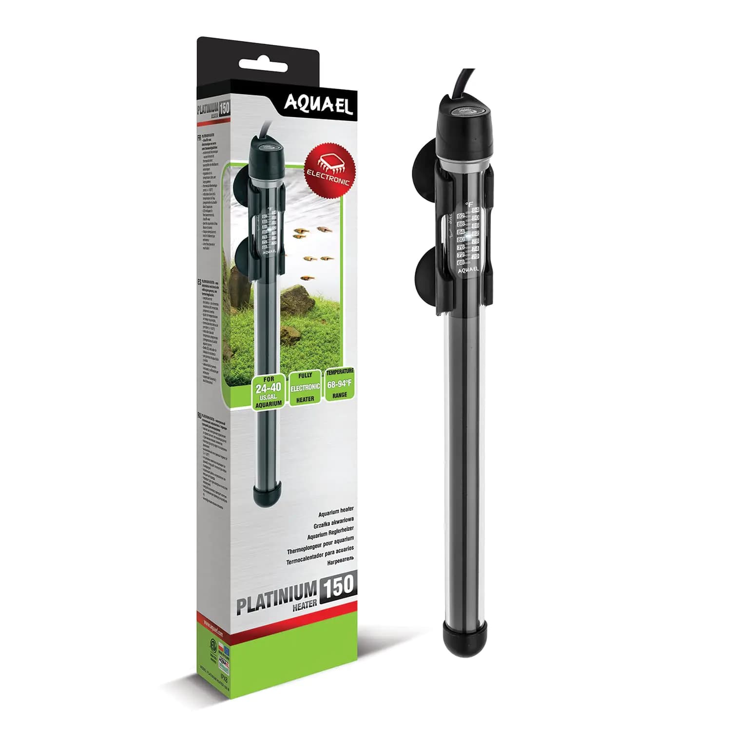 Aquael Platinium Aquarium Heater for Freshwater & Saltwater Aquariums - 150 Watt 24-40 Gallons