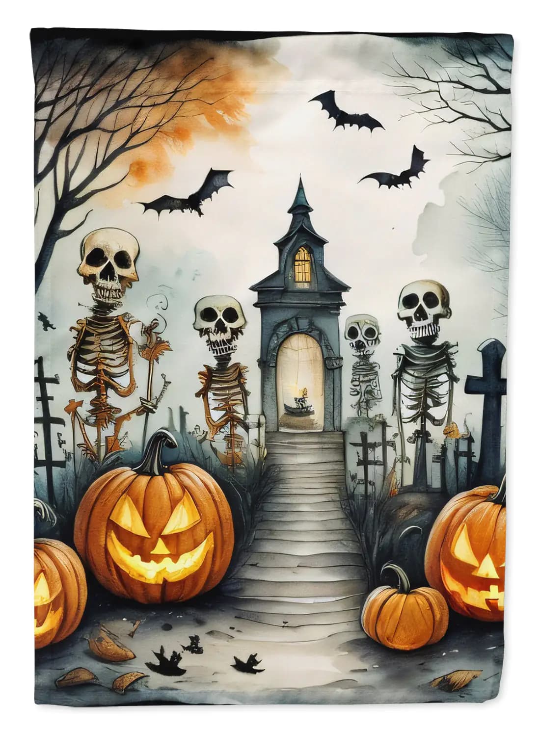 Skeleton Spooky Halloween House Flag