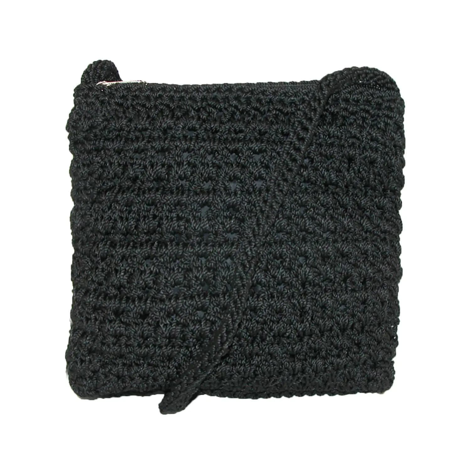 CTM® Womens Crochet Crossbody Handbag Black