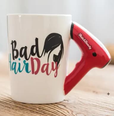 Cute Makeup Tools Ceramic Mug with Boot and Hairdryer