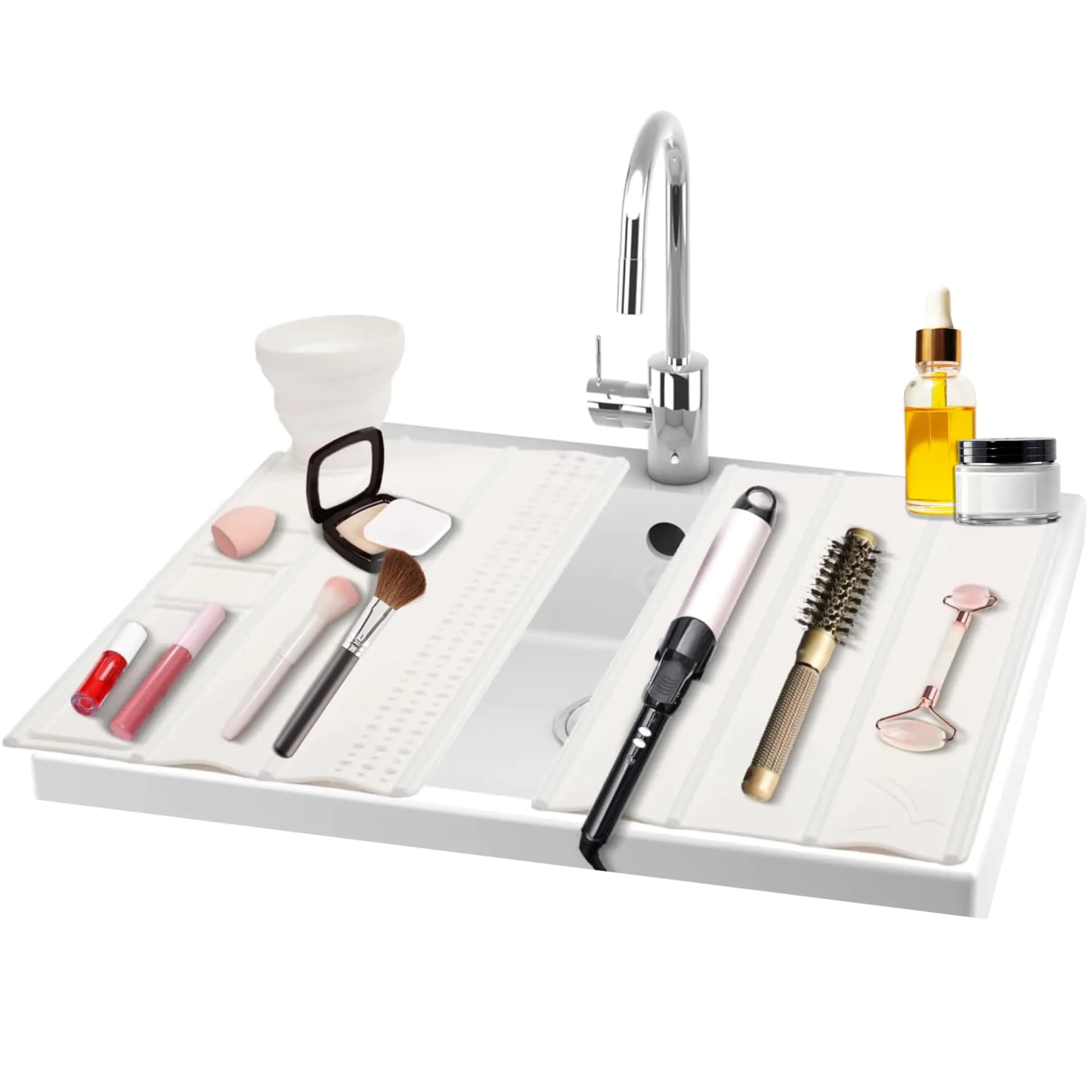 Foldable Silicone Sink Mat Heat Resistant White