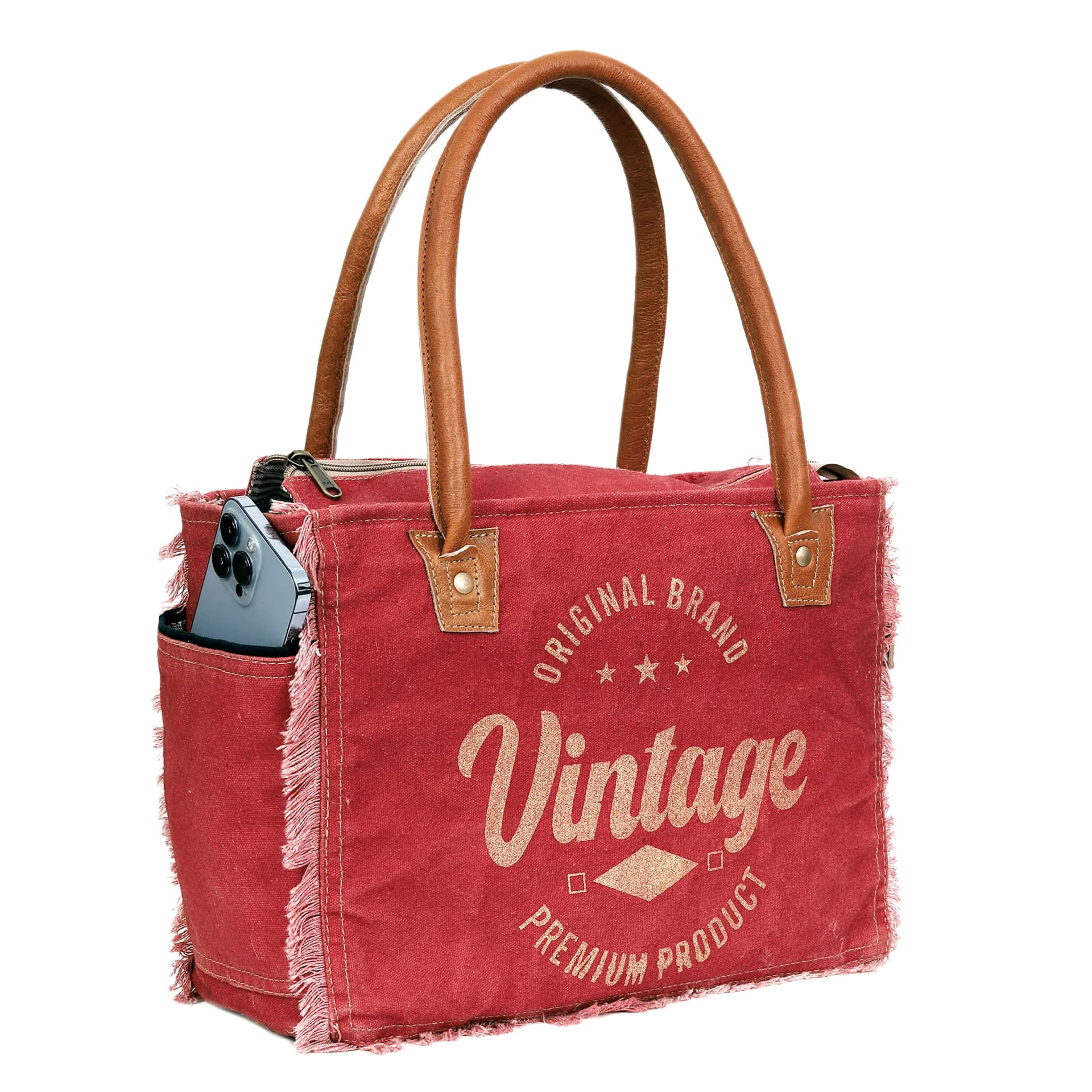Upcycled Vintage Canvas and Leather Handbag