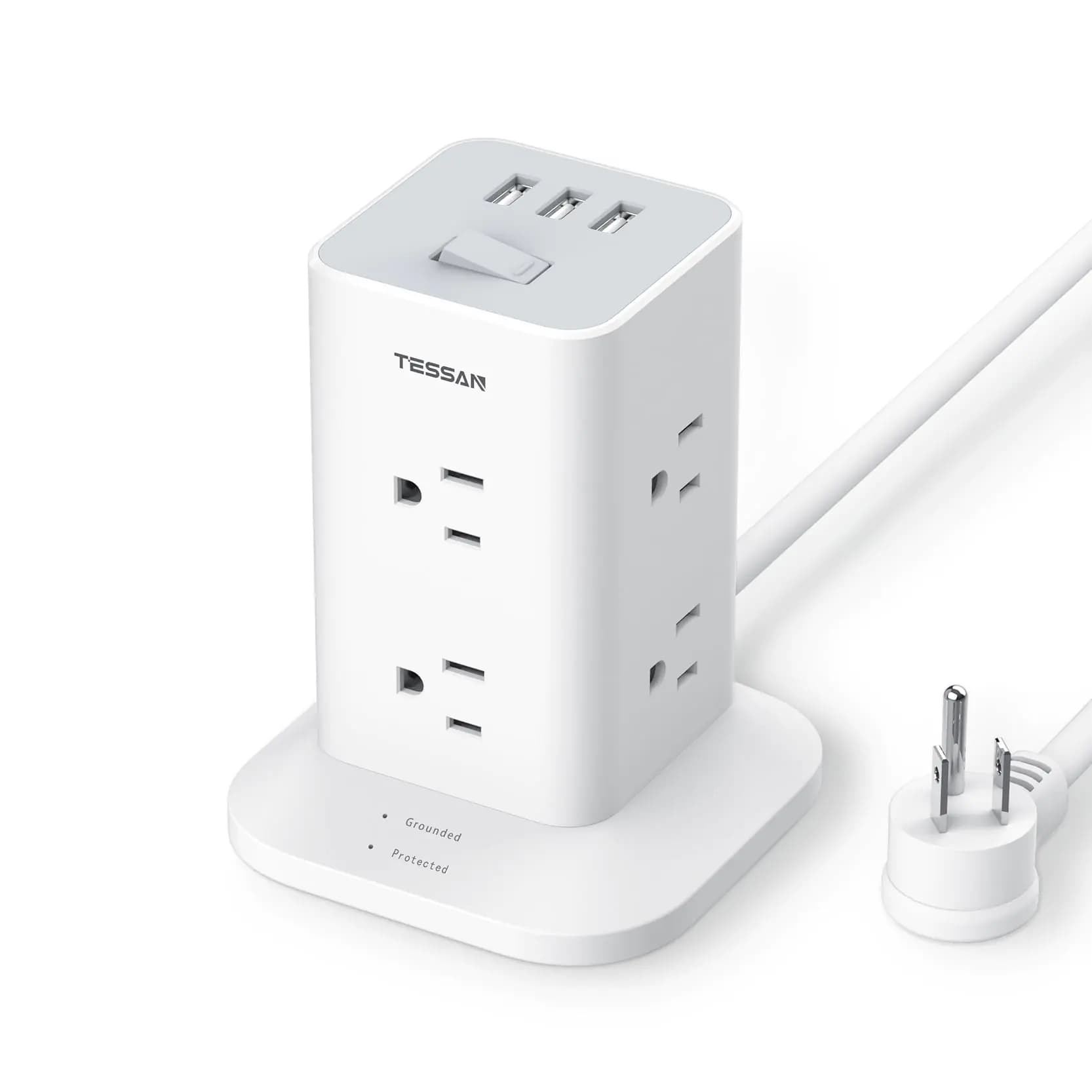 Tower Power Strip with 8 Outlets and USB
