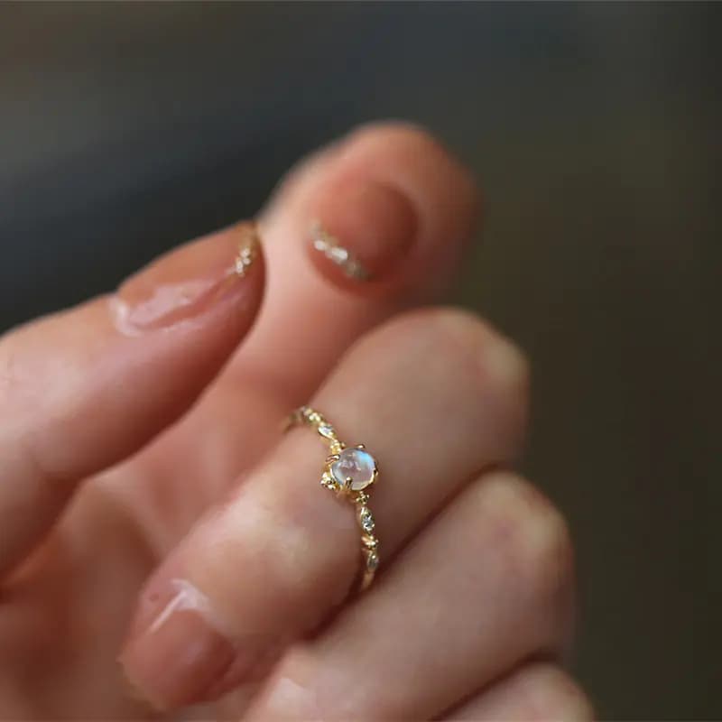 Moonstone Sterling Silver Ring for Women - Fashion Design