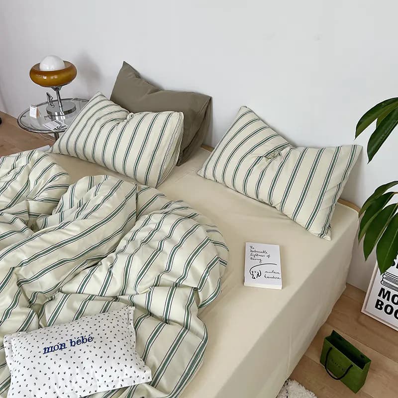 Korean Blogger Inspired Vintage Striped Cotton Bedding Set