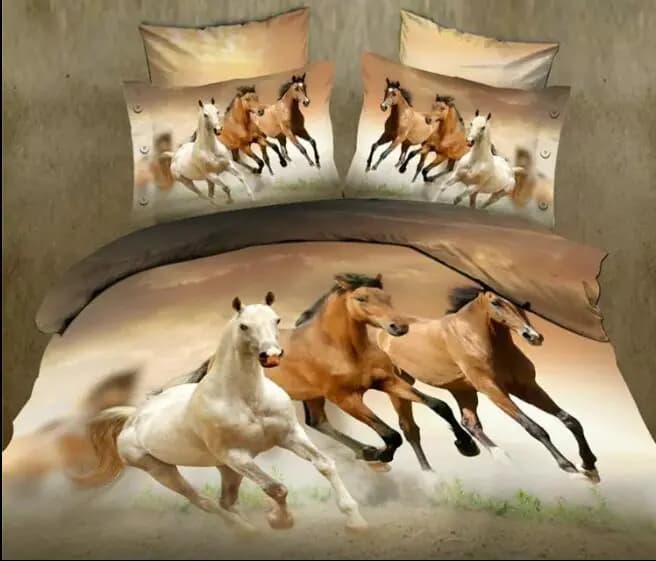 Bedding Set with Galloping Horse Design (3/4 Pieces)