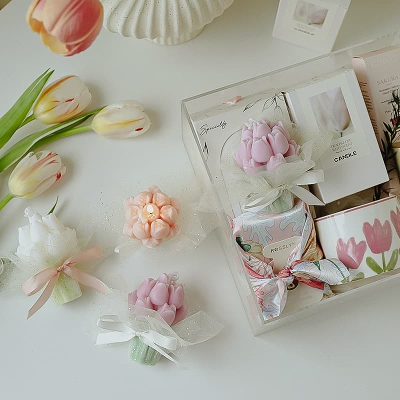 Tulip Bouquet Scented Candle Gift Item