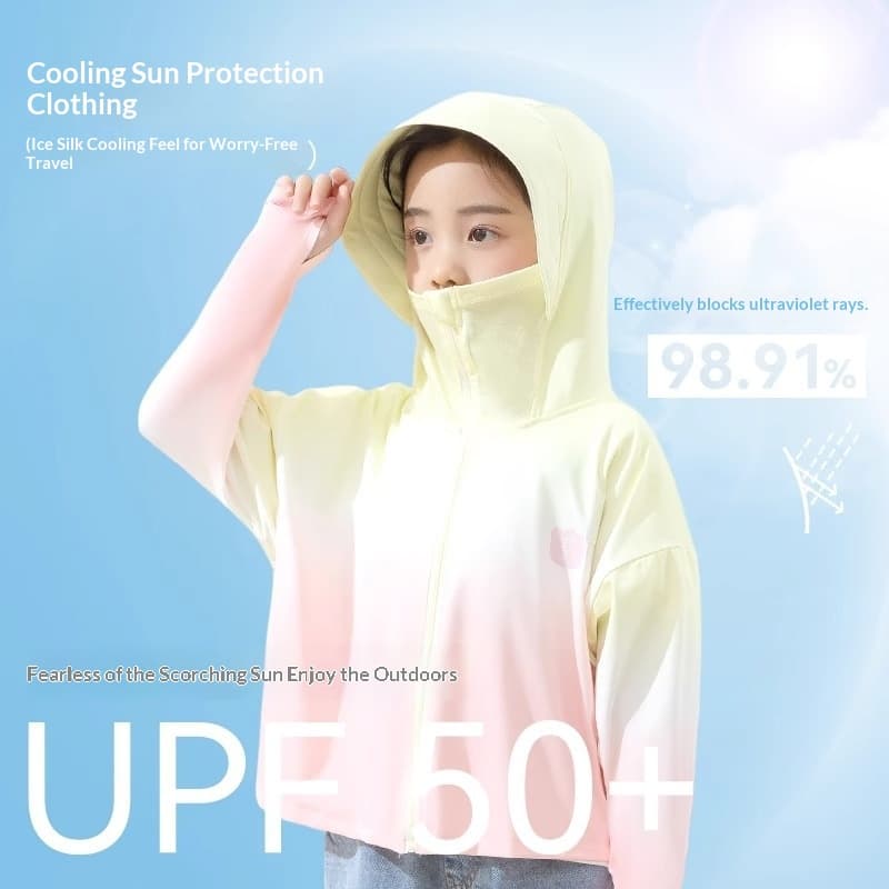 Kids Gradient Summer Ice-Silk Cooling Jacket Sun-Protection Clothing